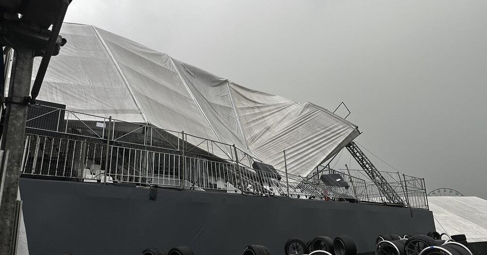 Tetto di una tribuna collassato dopo la tempesta a Interlagos: paura in circuito per le condizioni meteo 