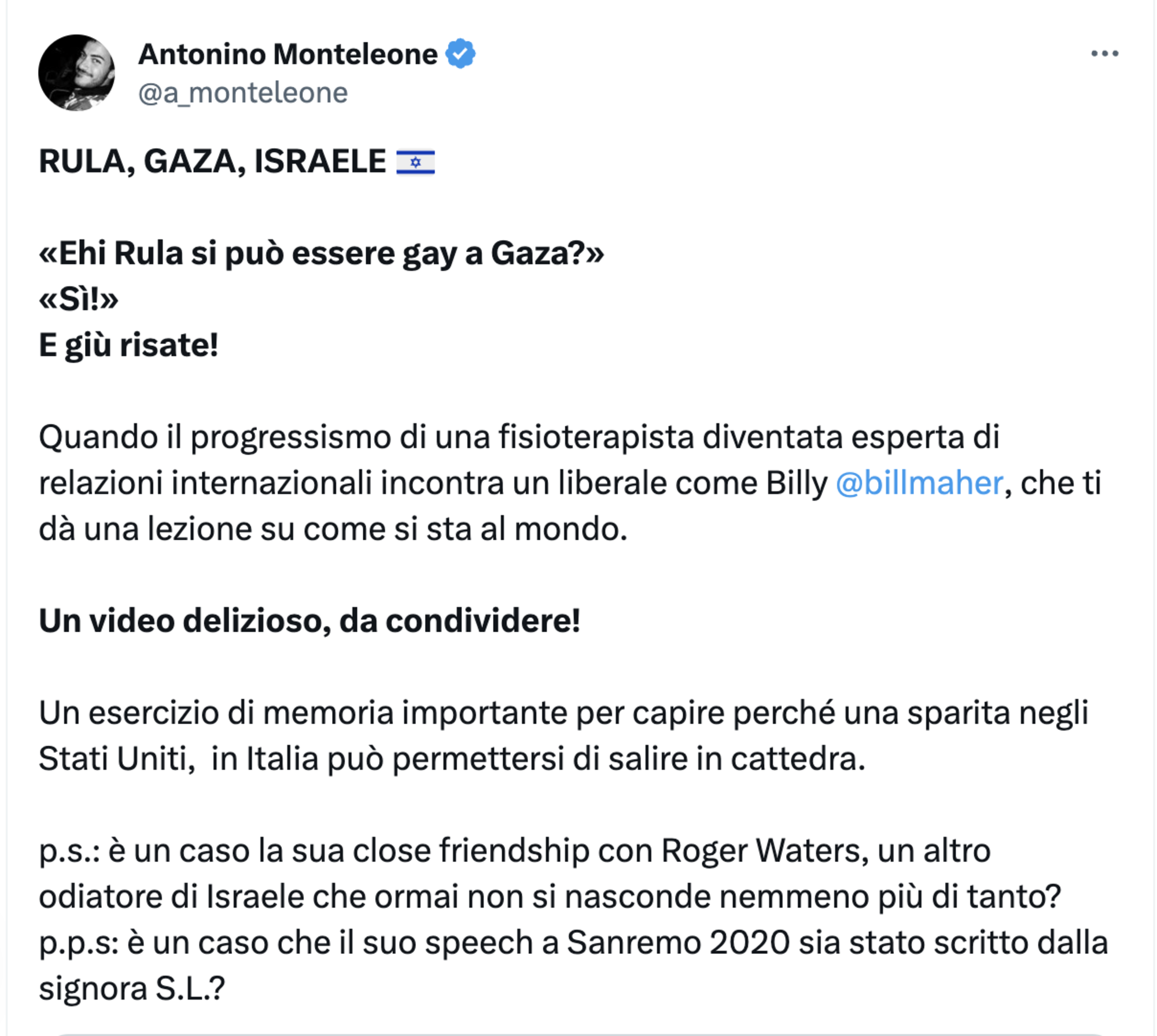 Il secondo tweet di Monteleone