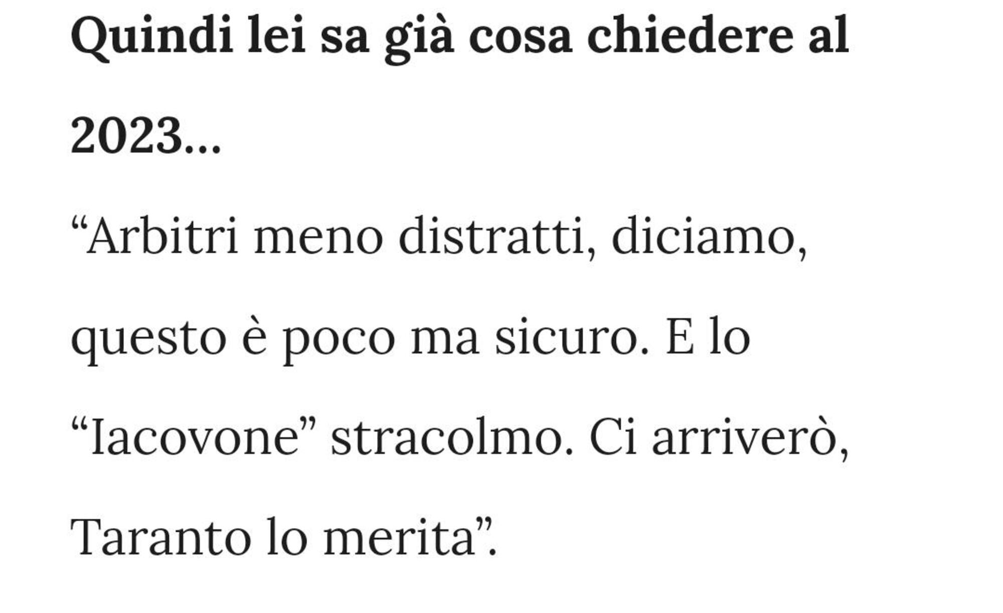 La domanda e la risposta di Capuano nella versione originale dell&#039;intervista datata gennaio 2023