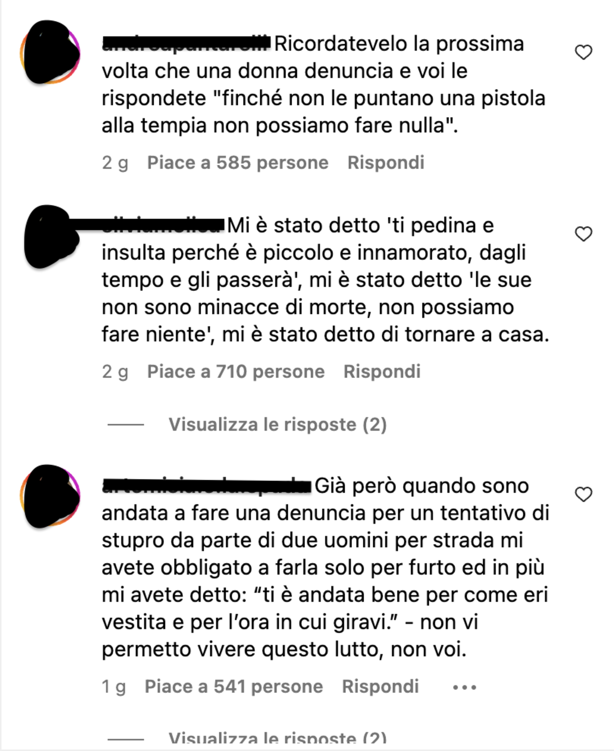 I commenti delle donne