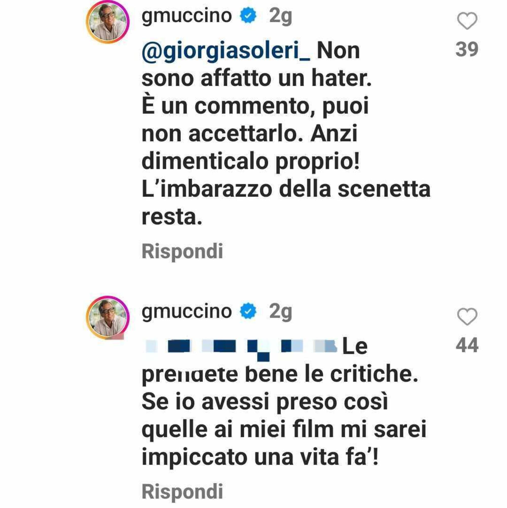 Muccino risponde alla Soleri e alle fan 