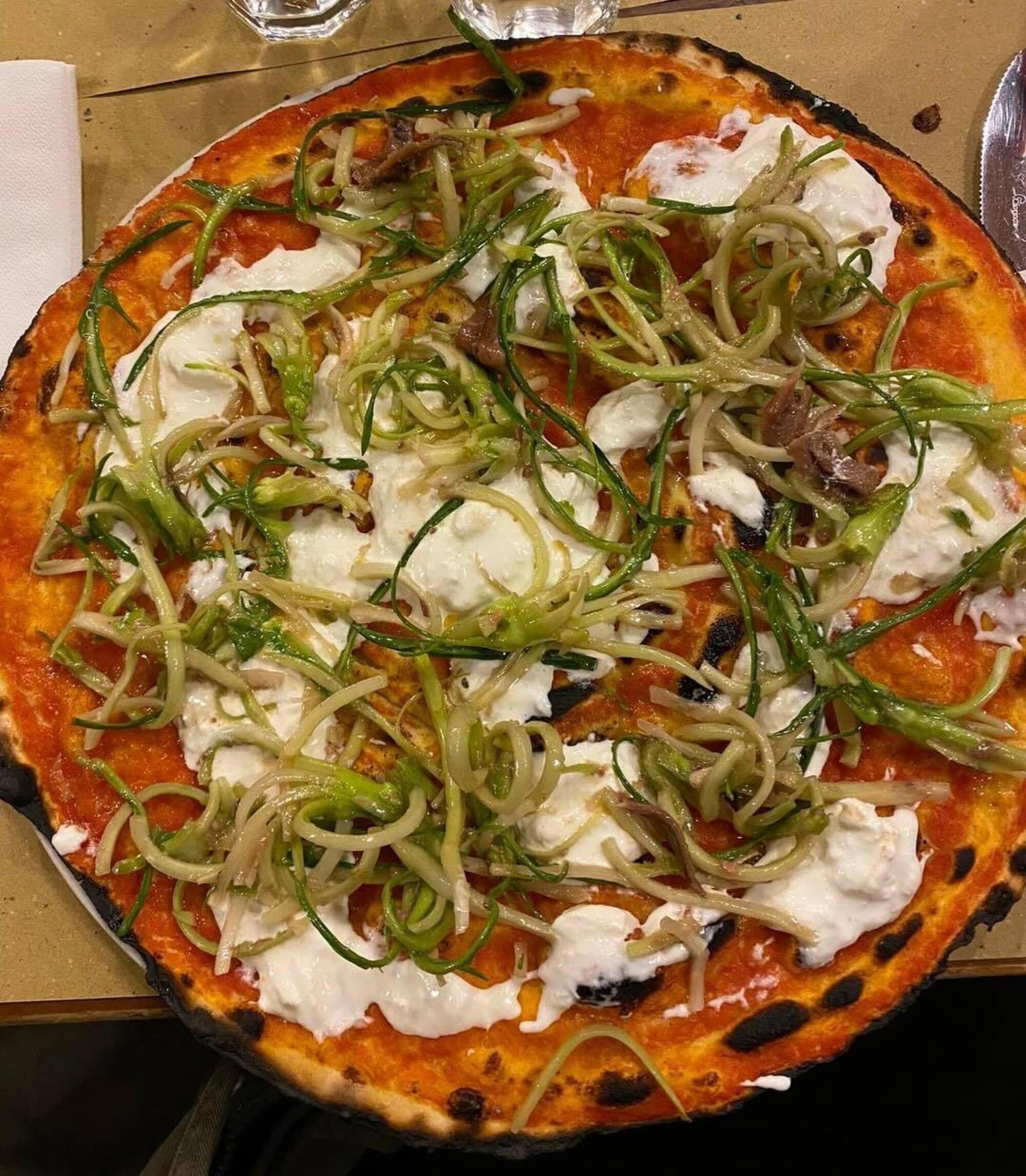 Pizza con le puntarelle al Grottino a Testaccio