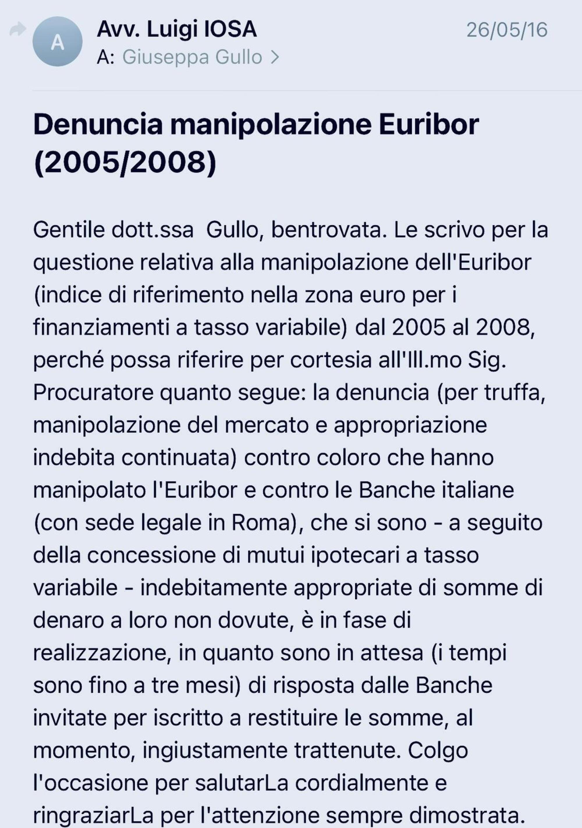 Denuncia della truffa messa in atto dalle banche