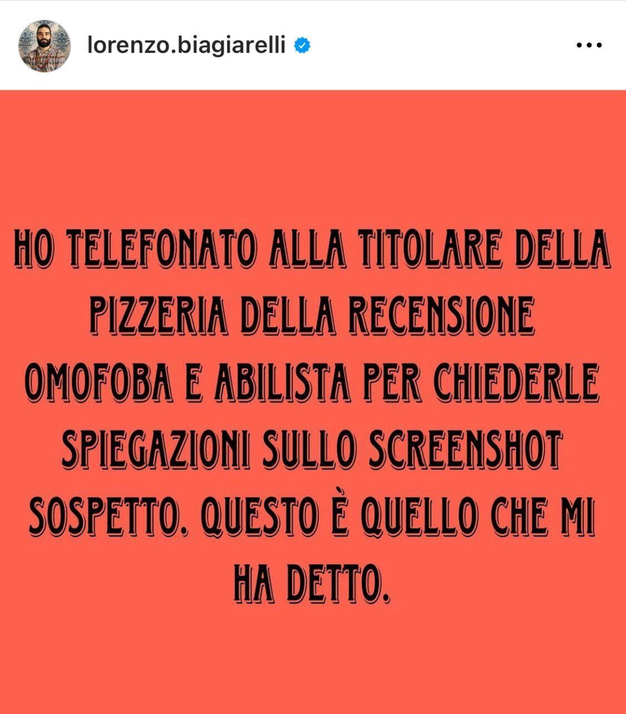 Il post di Lorenzo Biagiarelli 