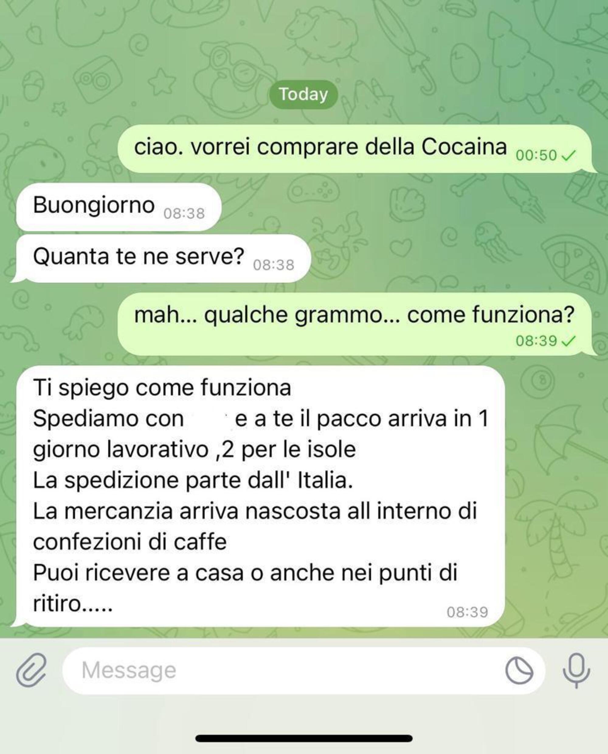 La chat con lo spacciatore