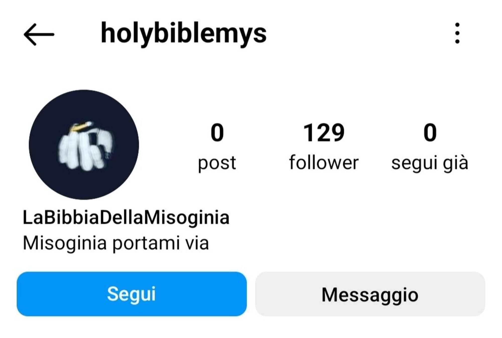 La pagina Istagram de &quot;La Bibbia della misoginia&quot;