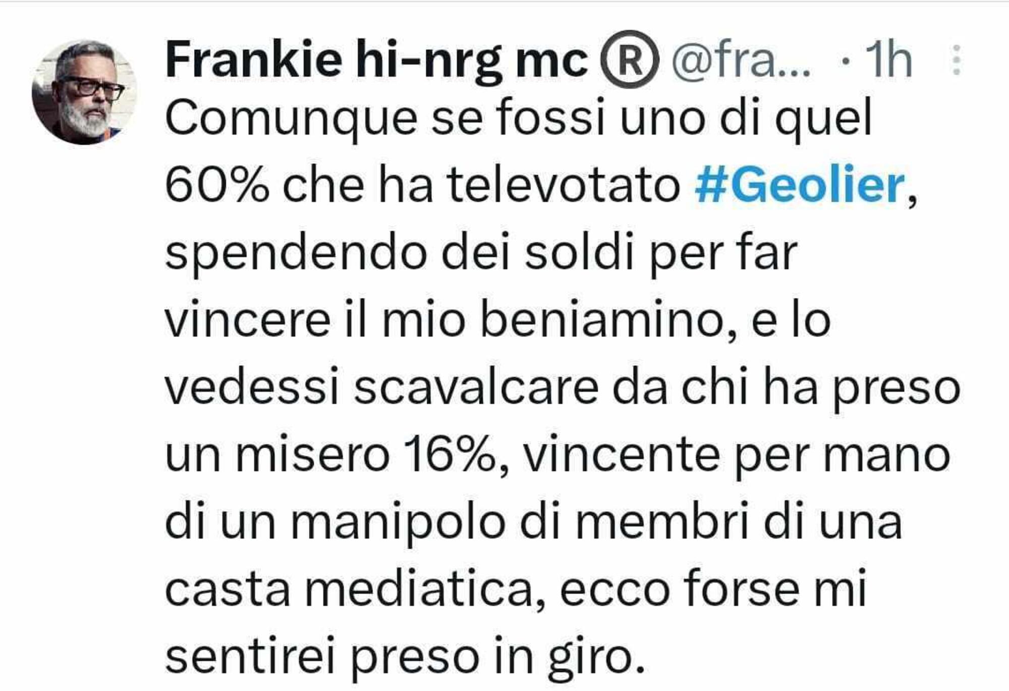 Frankie hi-nrg mc contensta la vittoria della Mango