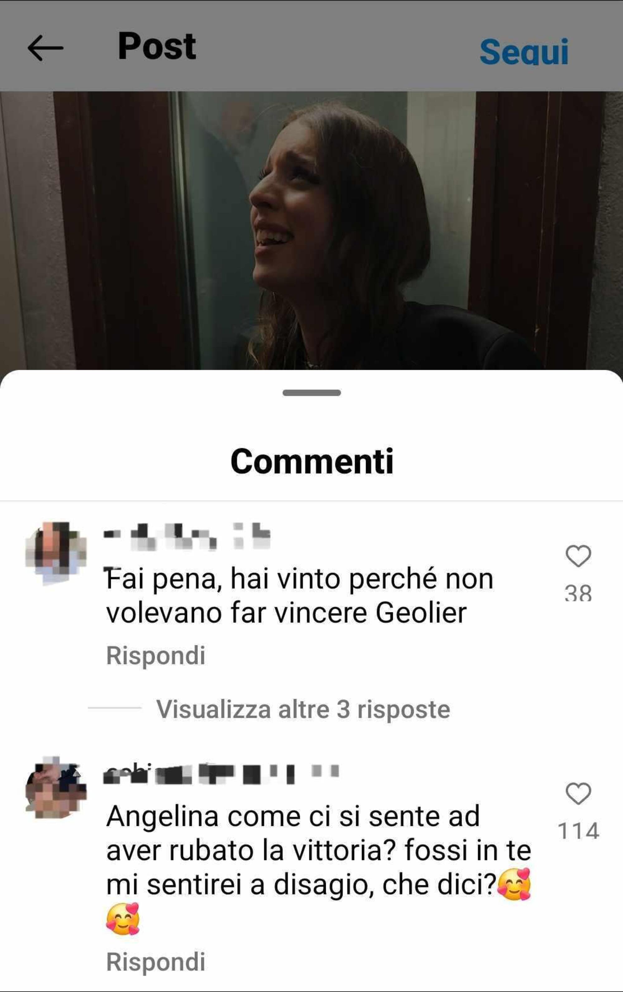 Commenti contro Angelina 