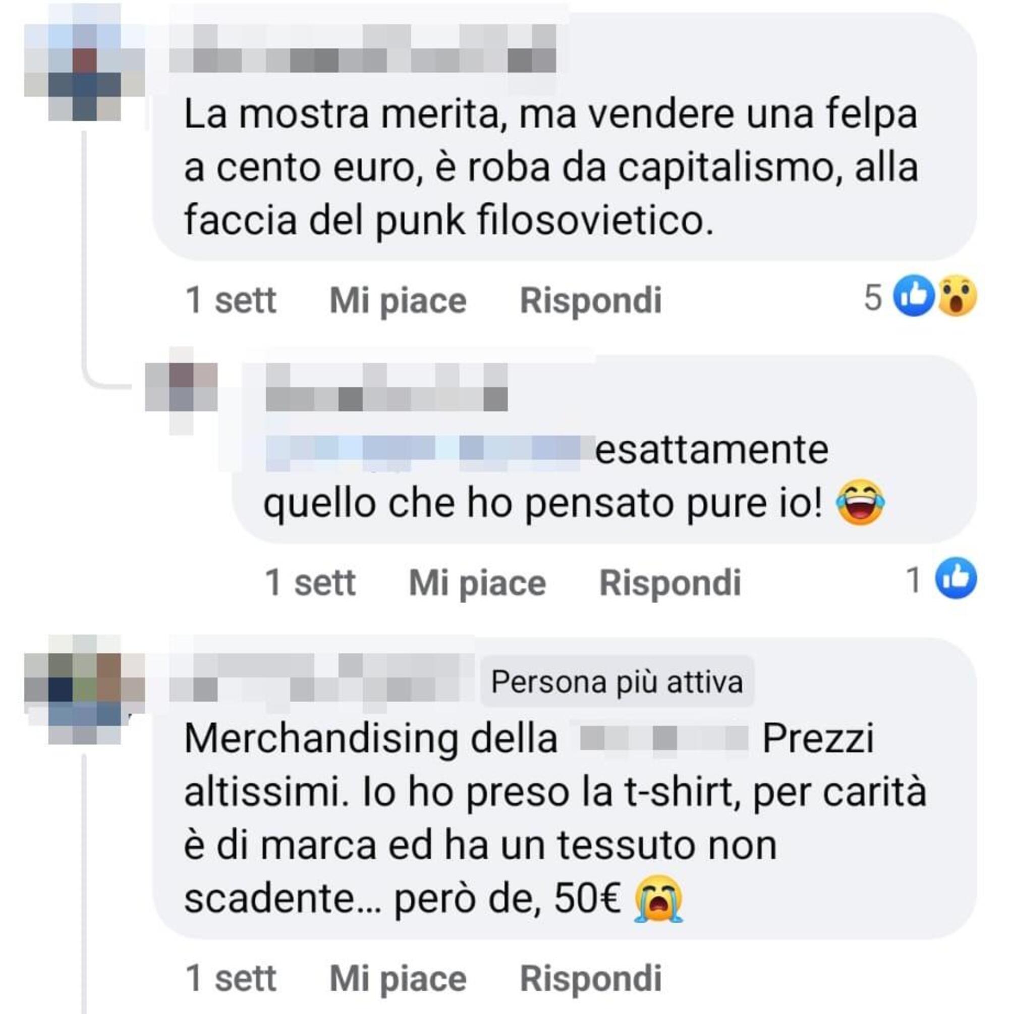 Altri commenti critici per i prezzi del merchandising dei CCCP nei vari forum di fan della band