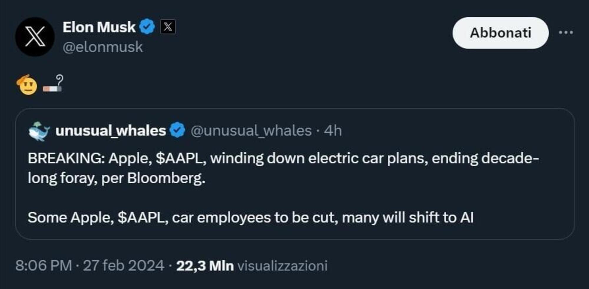 Elon Musk tweet