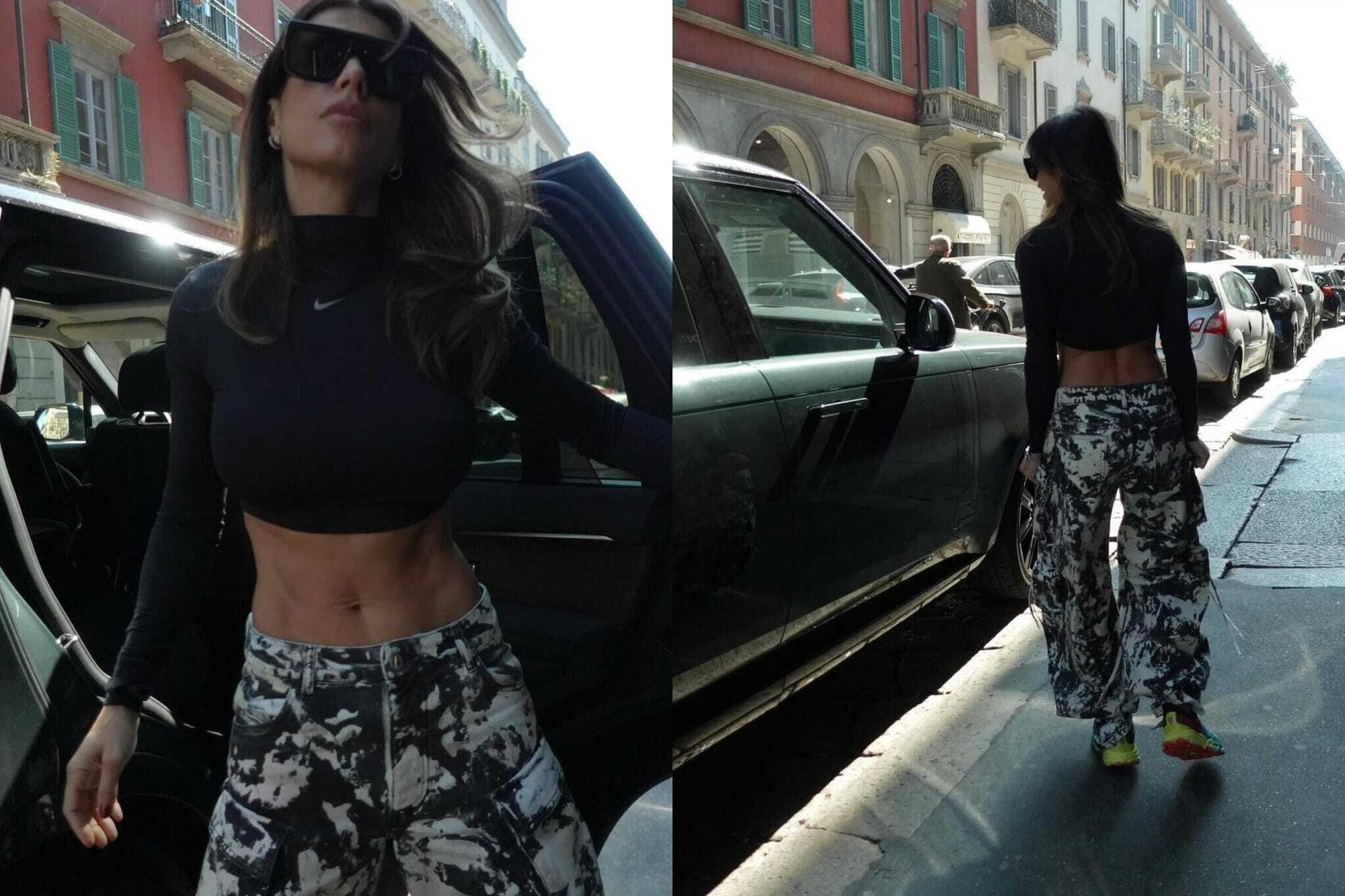 Elisabetta Canalis in giro per Milano vestita casual