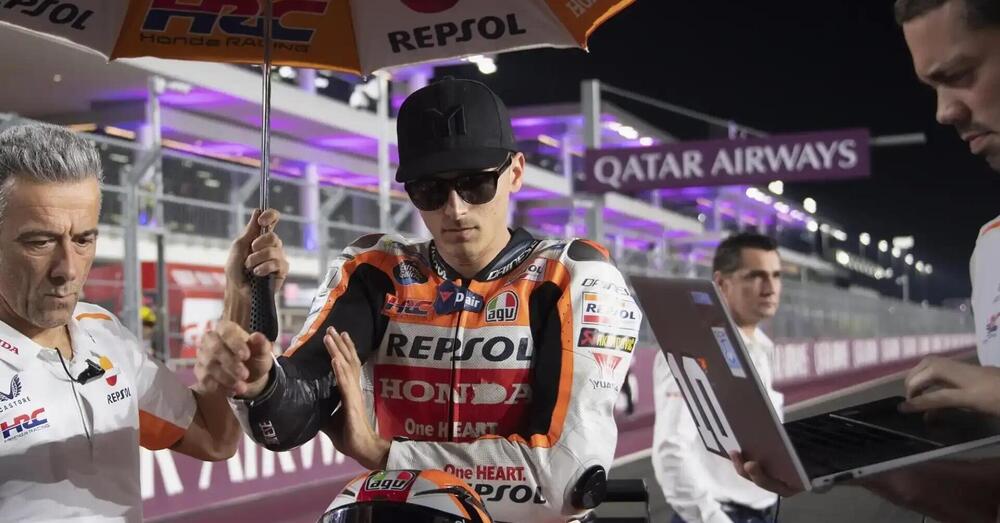 Un &quot;brutto casino&quot; con la Honda nel test privato di Jerez: Luca Marini come Marc Marquez nel 2020, ma...