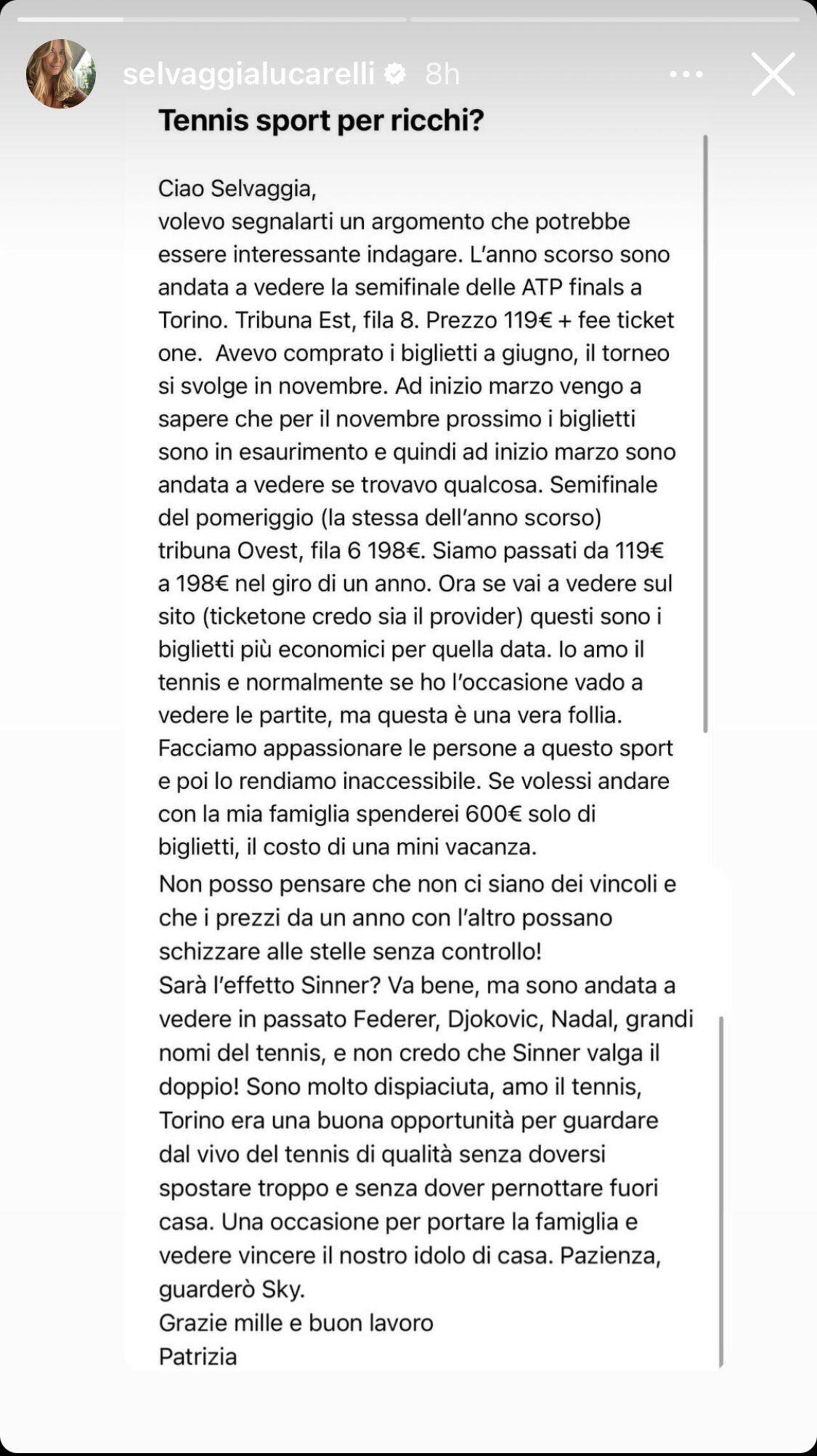 La testimonianza di una follower nelle stories su Instagram di Selvaggia Lucarelli