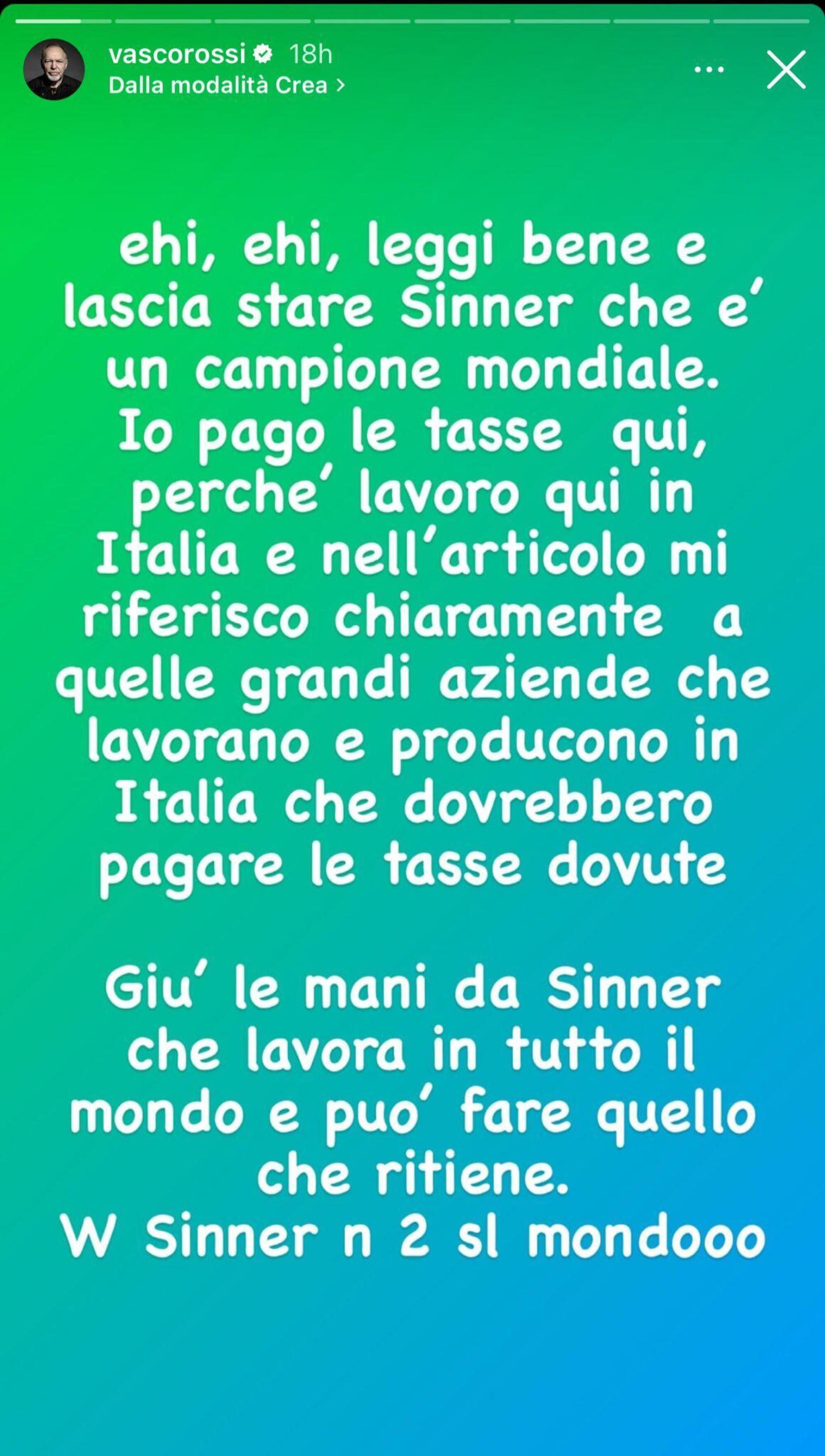 La storia di Vasco Rossi in cui specifica di non aver parlato assolutamente di Sinner