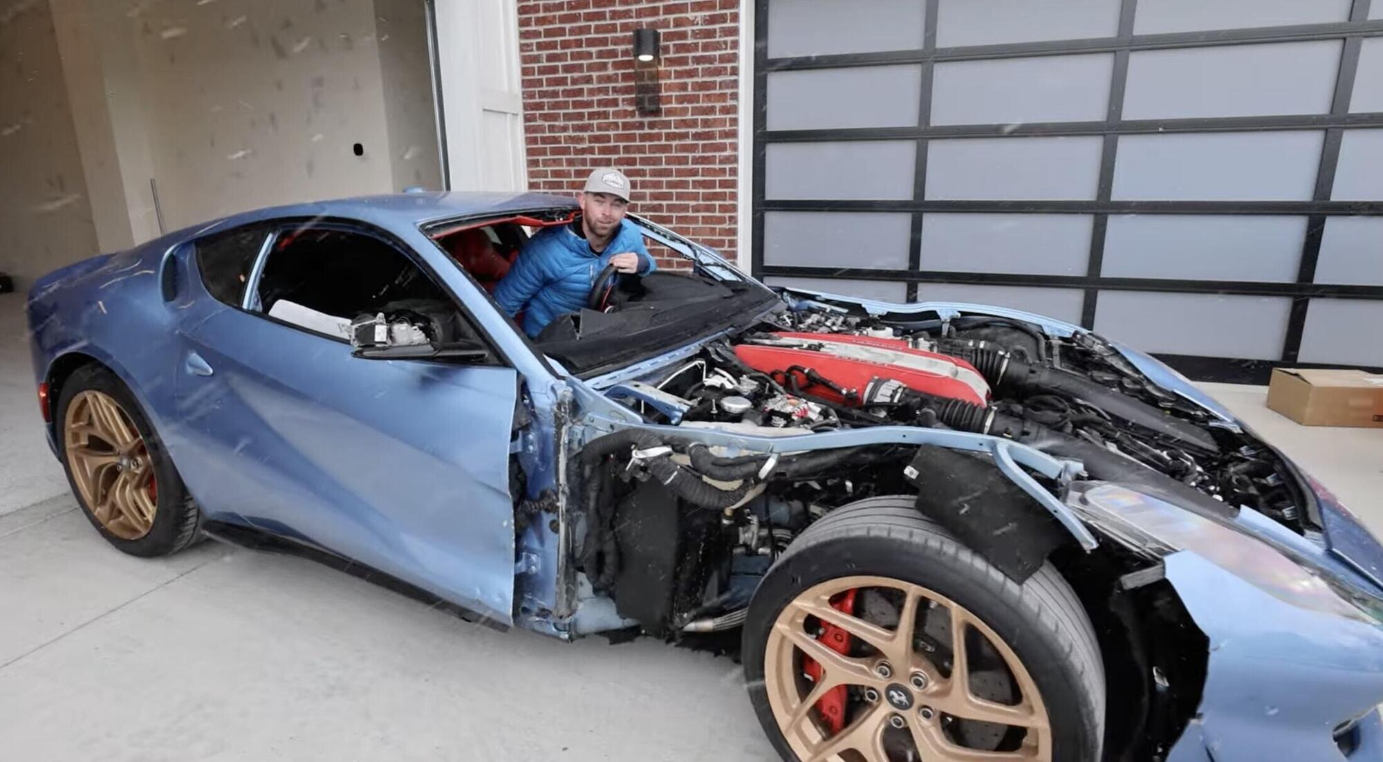 Lo youtuber TheStradman e ci&ograve; che resta della Ferrari 812 Gts di Michael B. Jordan