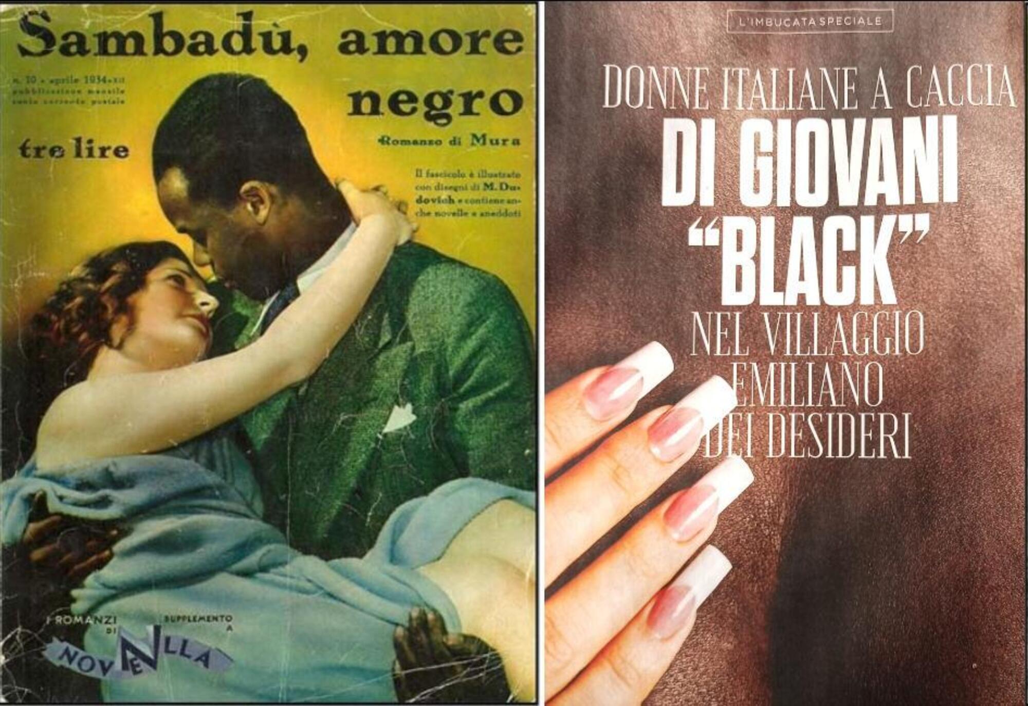 Copertina del libro "Sambadu Amore neg*o" e copertina di Fq Magazine