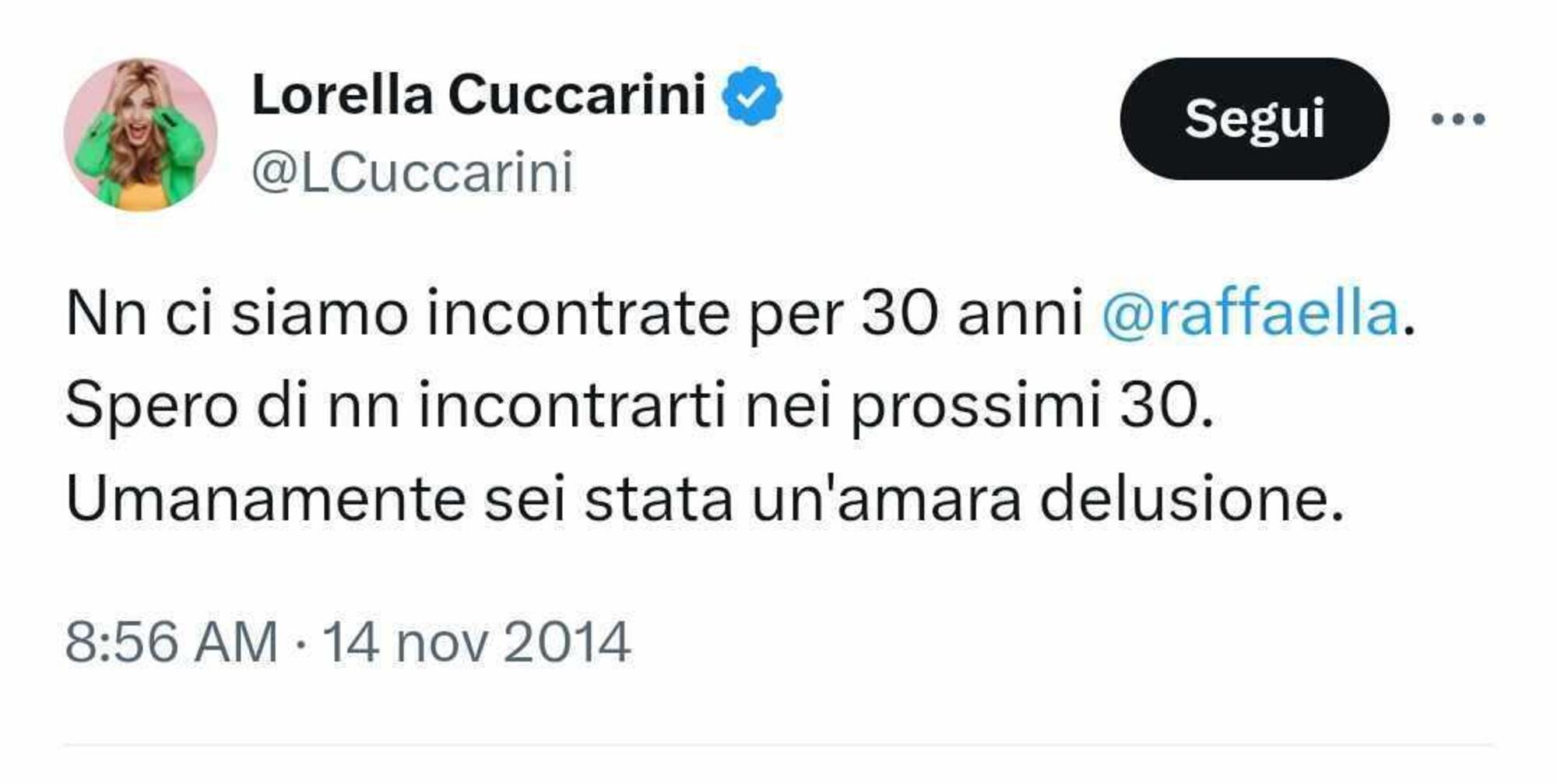 tweet della Cuccarini sulla Carrà