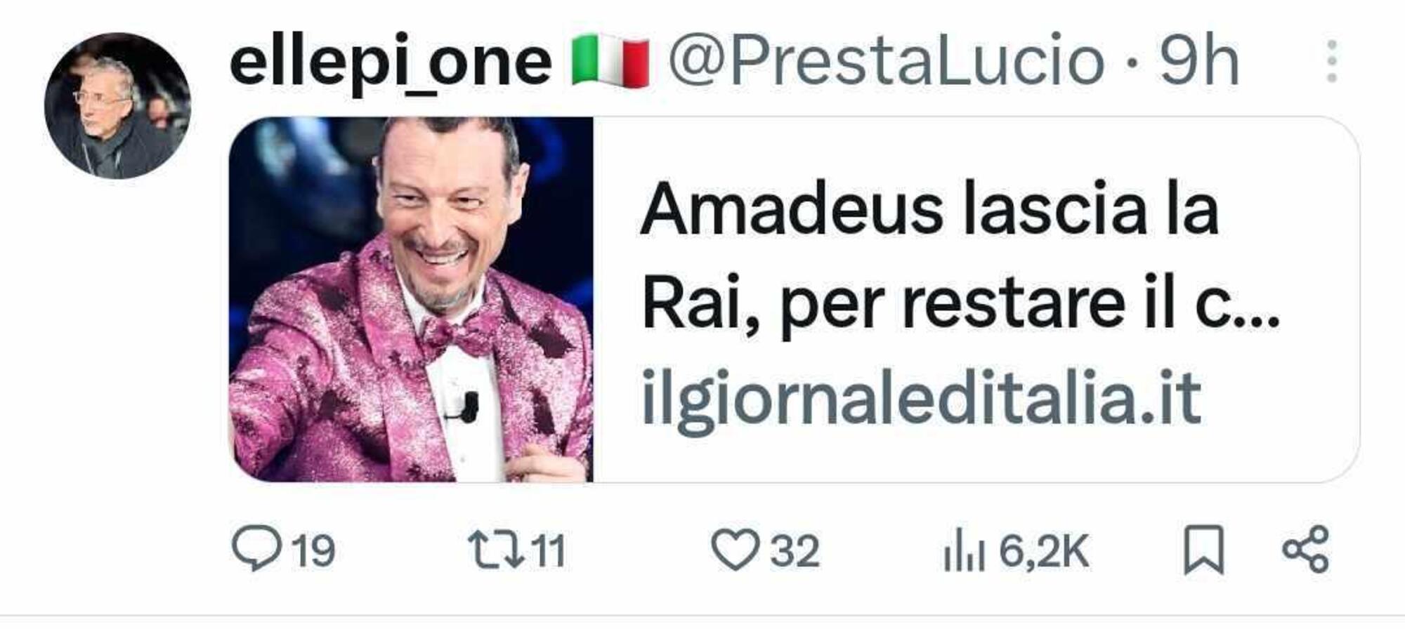 Presta su Twitter condivide articolo sulle condizioni di Amadeus