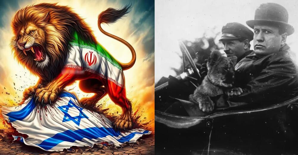 Allarme made in Italy, ora ci rubano anche il fascismo: su Iran contro Israele la propaganda di Hezbollah adotta Mussolini e il suo leone?