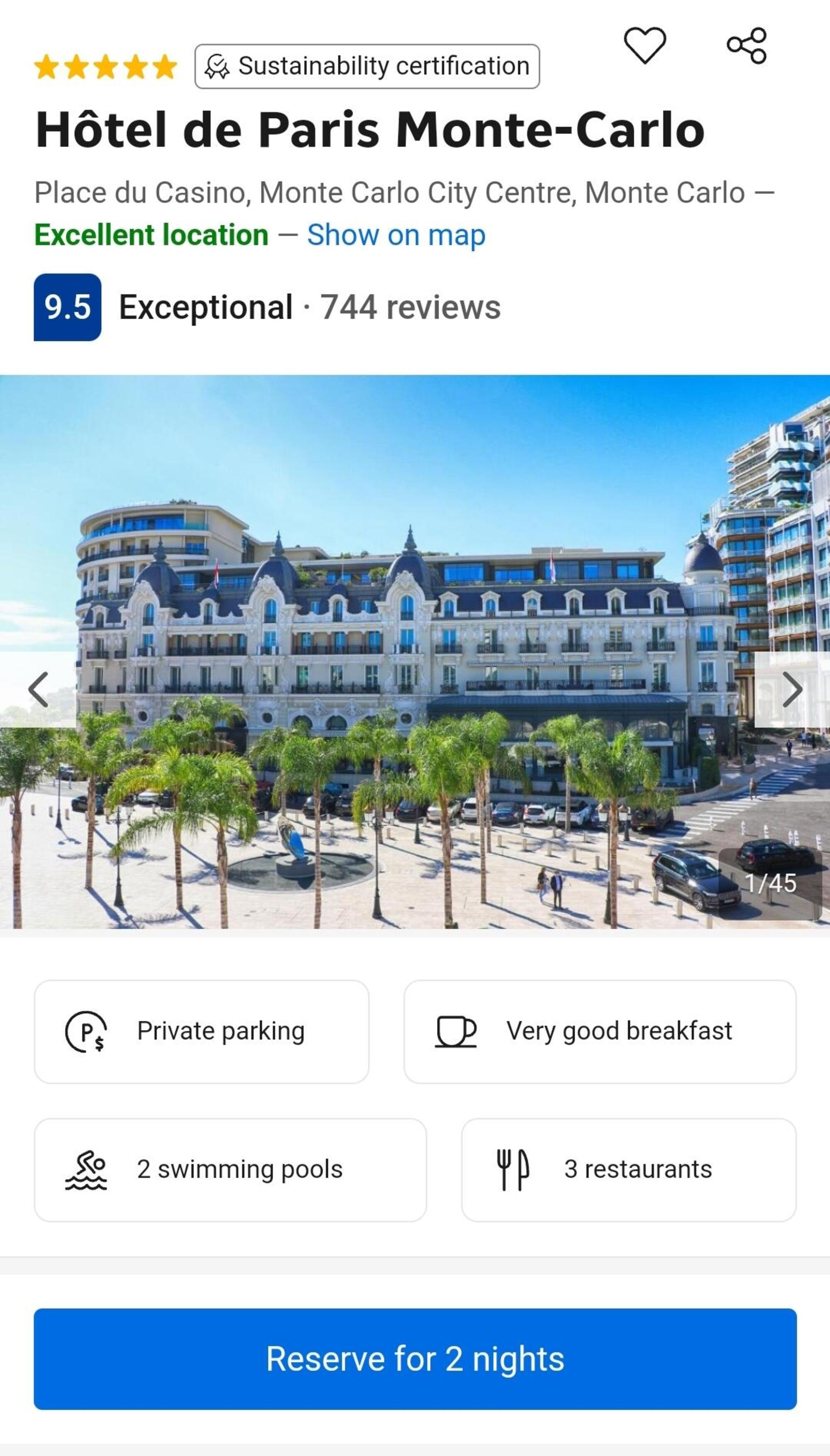 L&#039; Hotel de Paris a Montecarlo su Booking