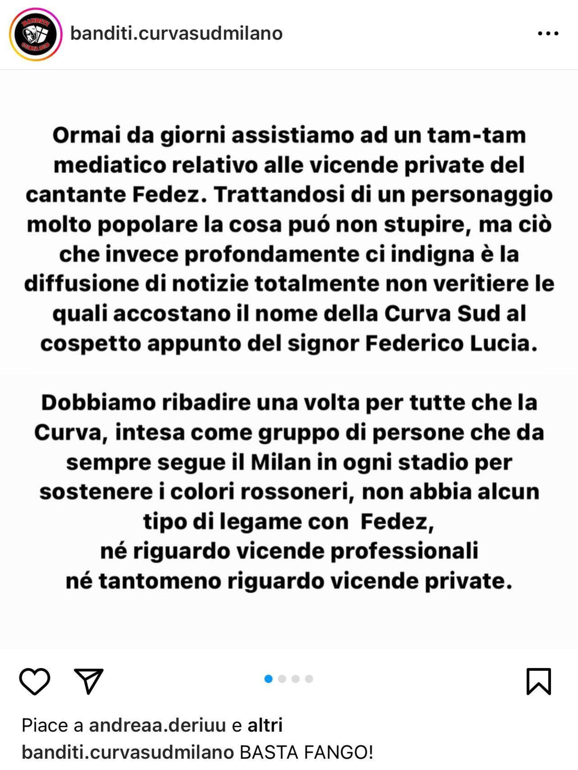 Comunicato della Curva Sud