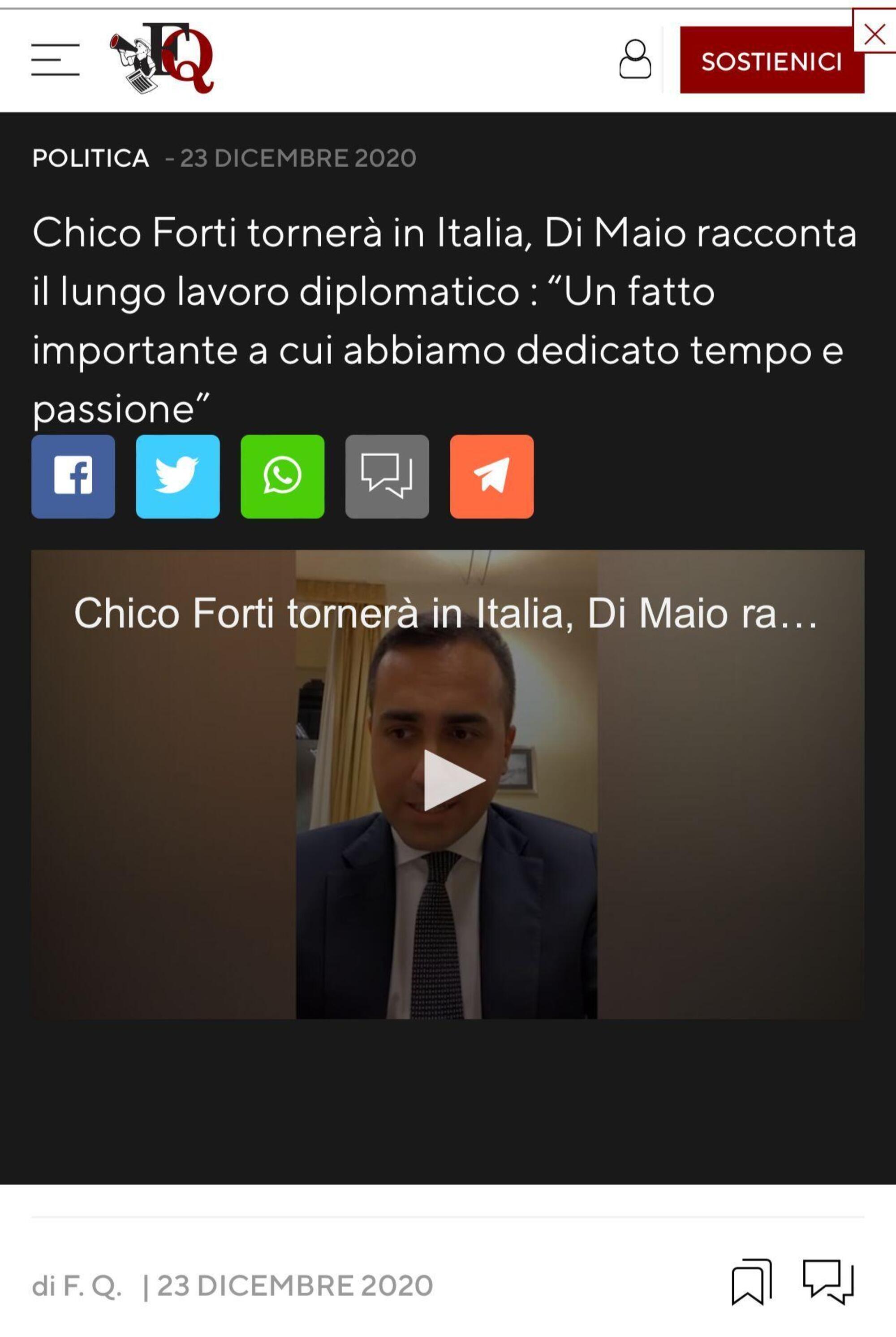 Altro articolo de Il Fatto Quotidiano 23/12/2020