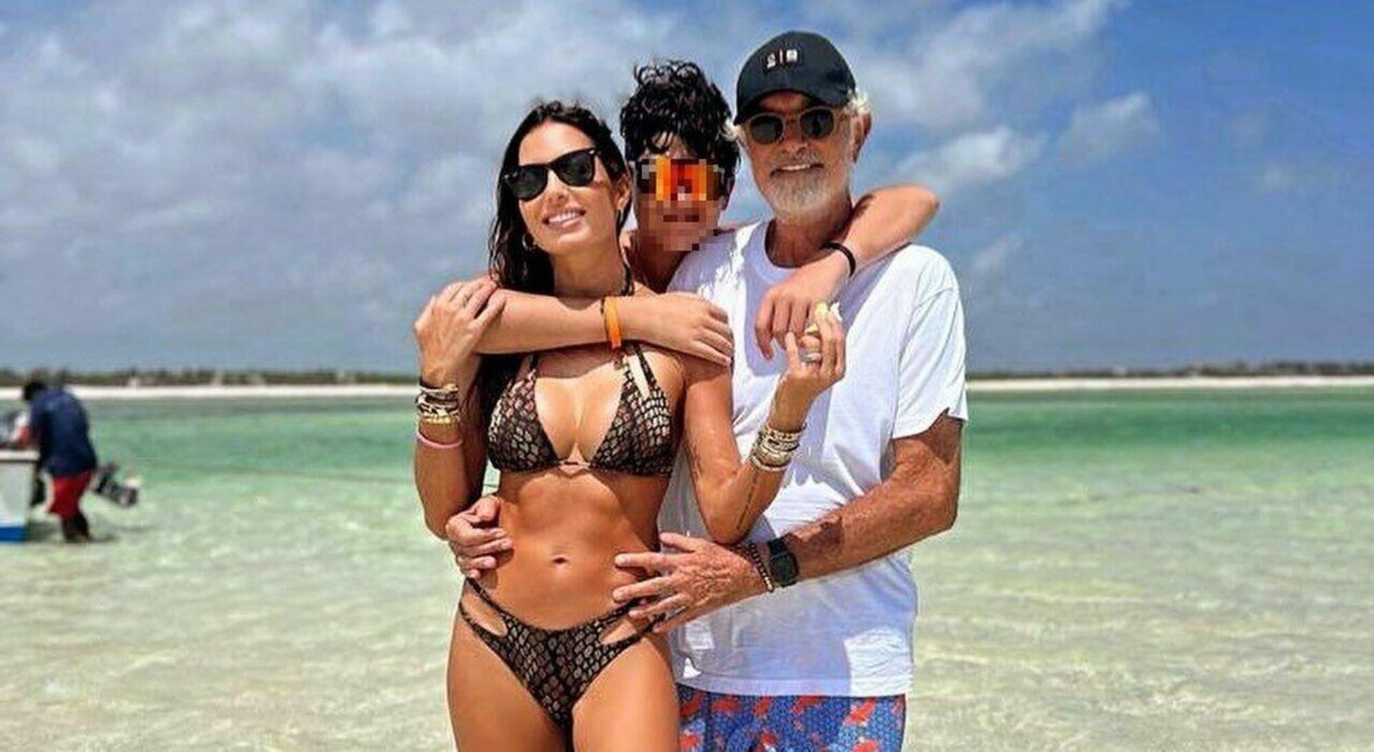 Flavio Briatore ed Elisabetta Gregoraci con il figlio