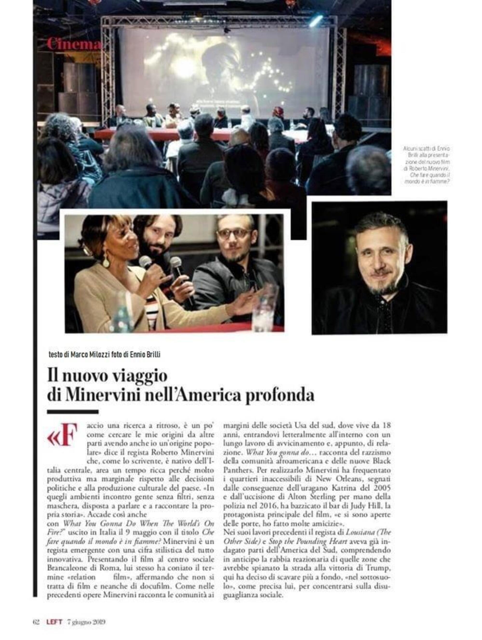 L'intervista di Marco Milozzi a Roberto Minervini su Left magazine