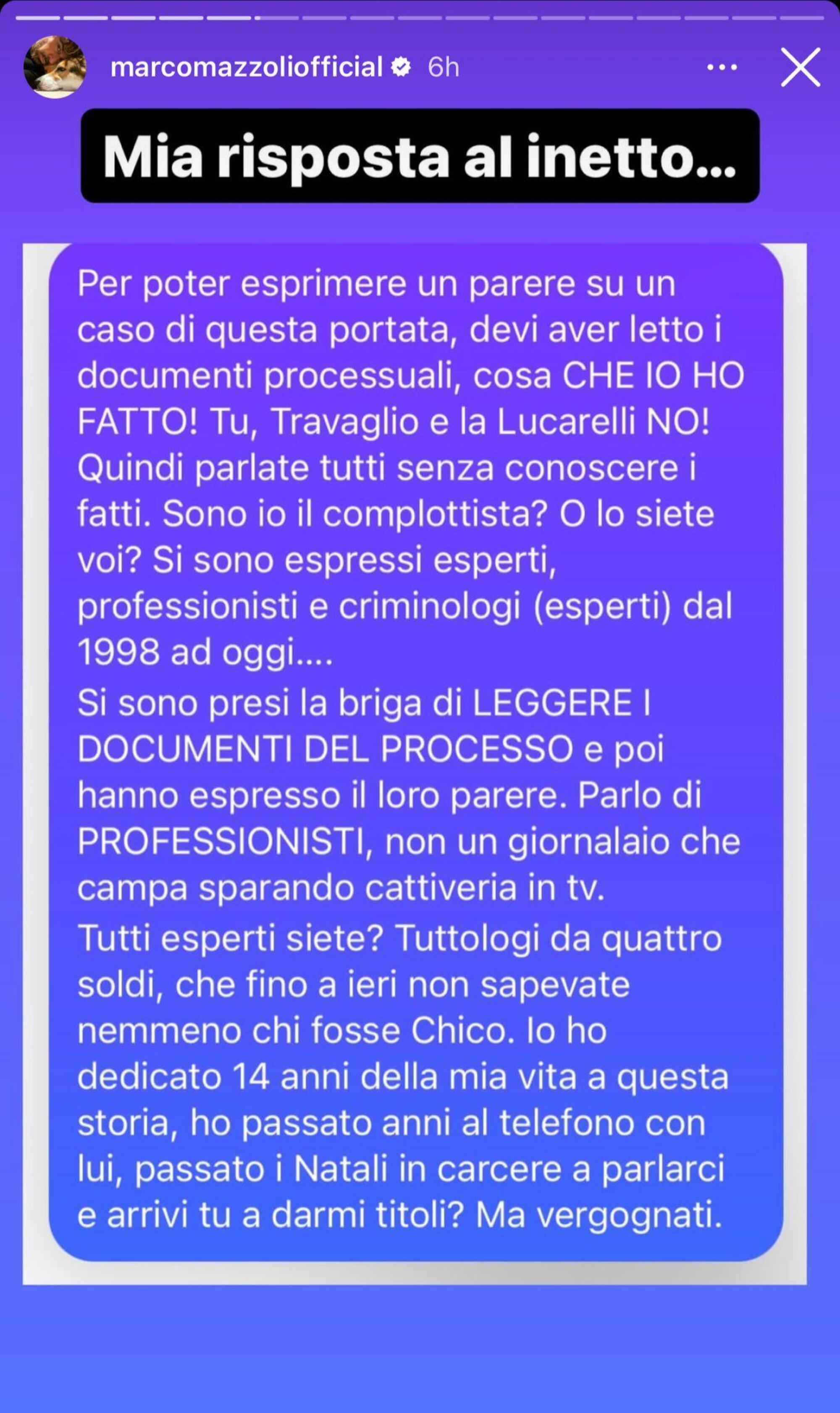 La storia Instagram di Marco Mazzoli