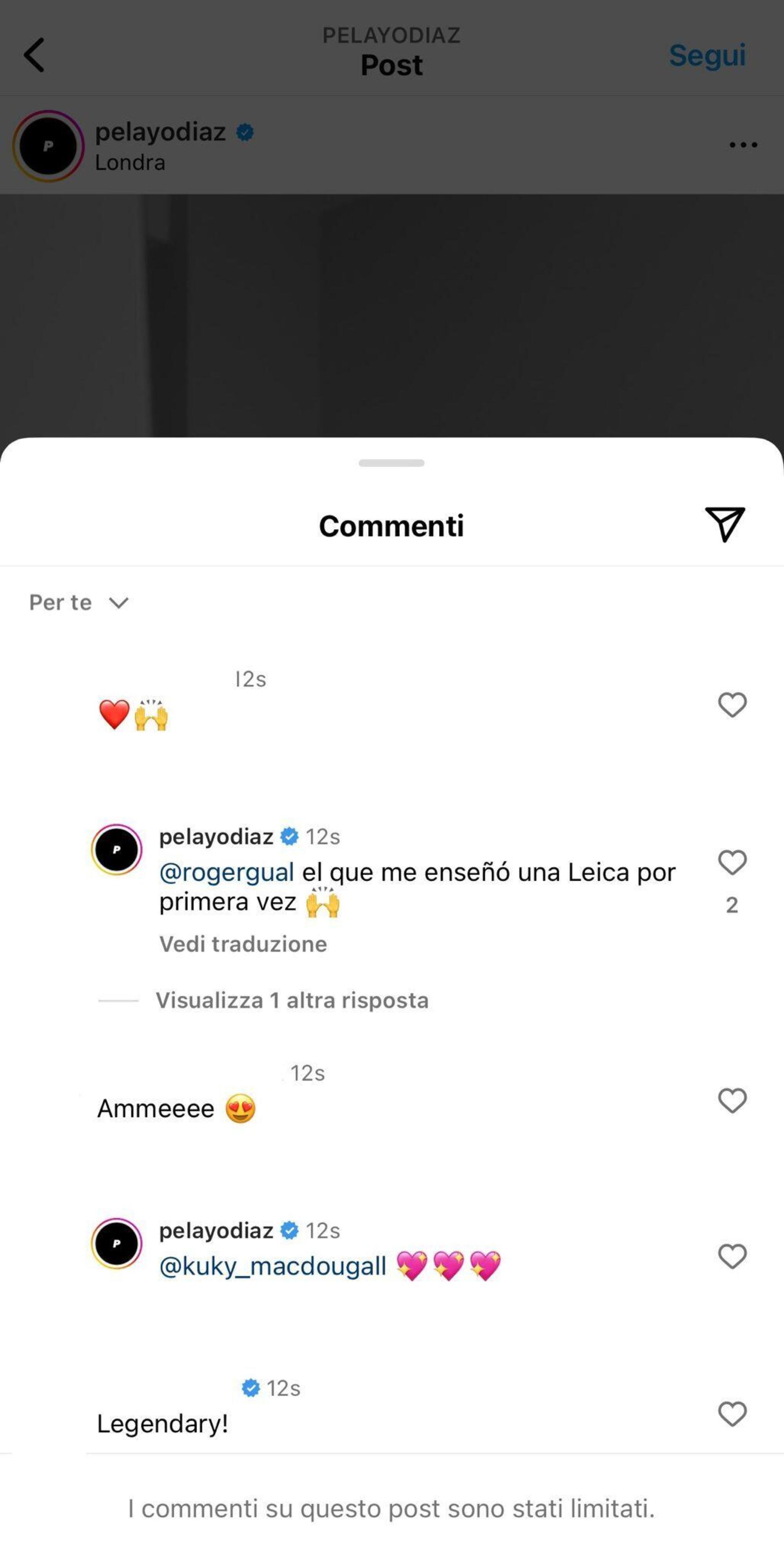 Pelayo Diaz ha limitato i commenti