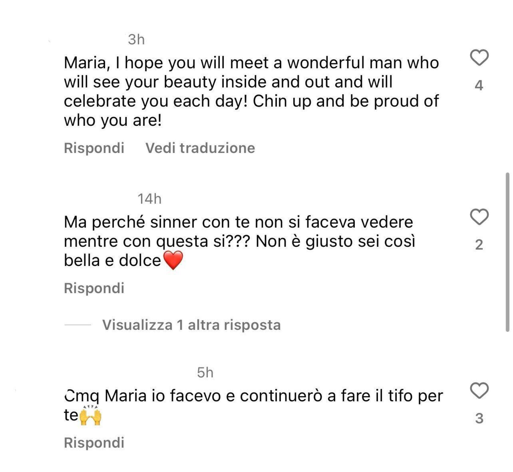 I messaggi sotto il reel di Maria Bracciali