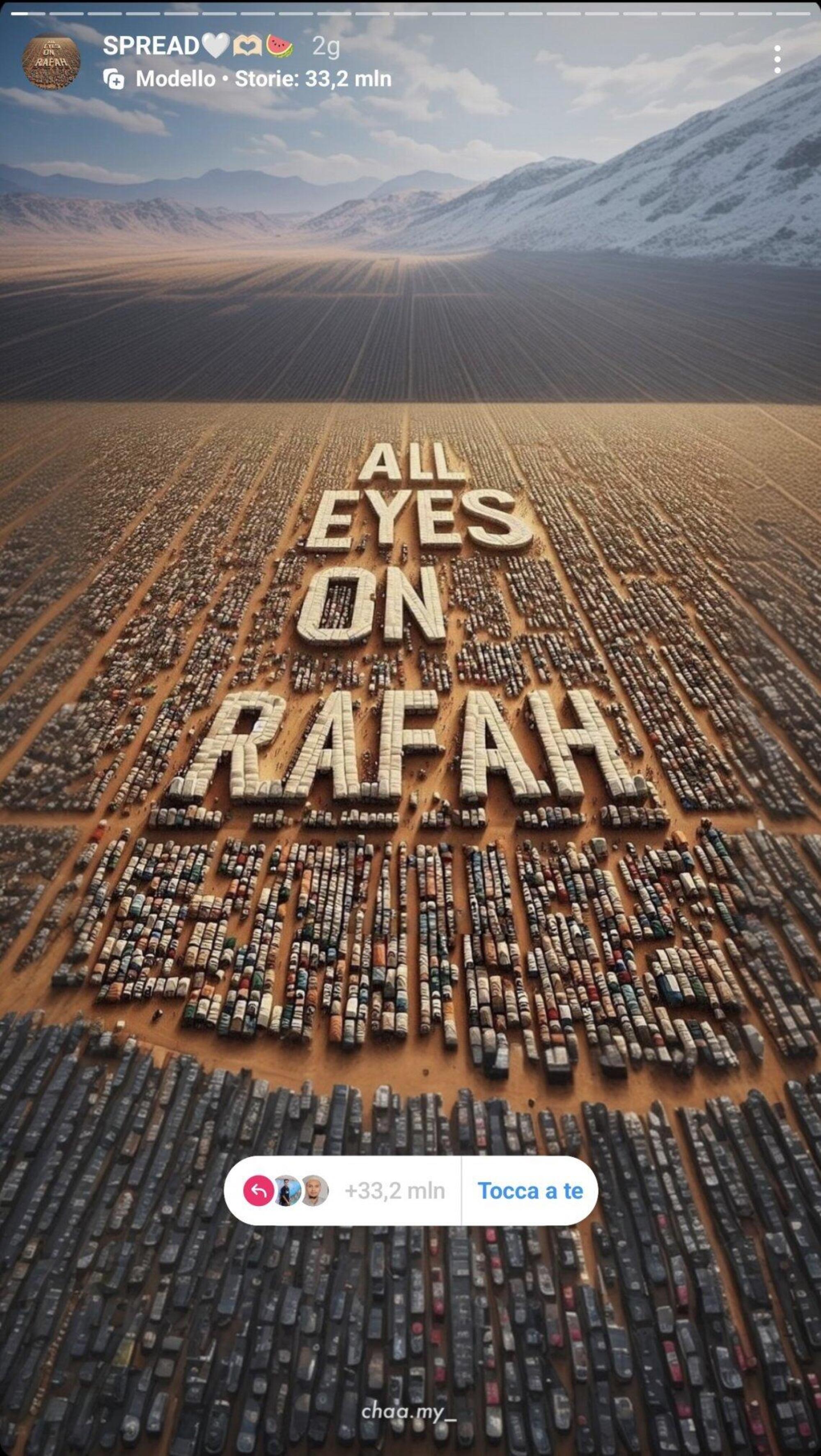 La storia Instagram &quot;All Eyes On Rafah&quot; condivisa da oltre 45 milioni di persone in circa 24 ore