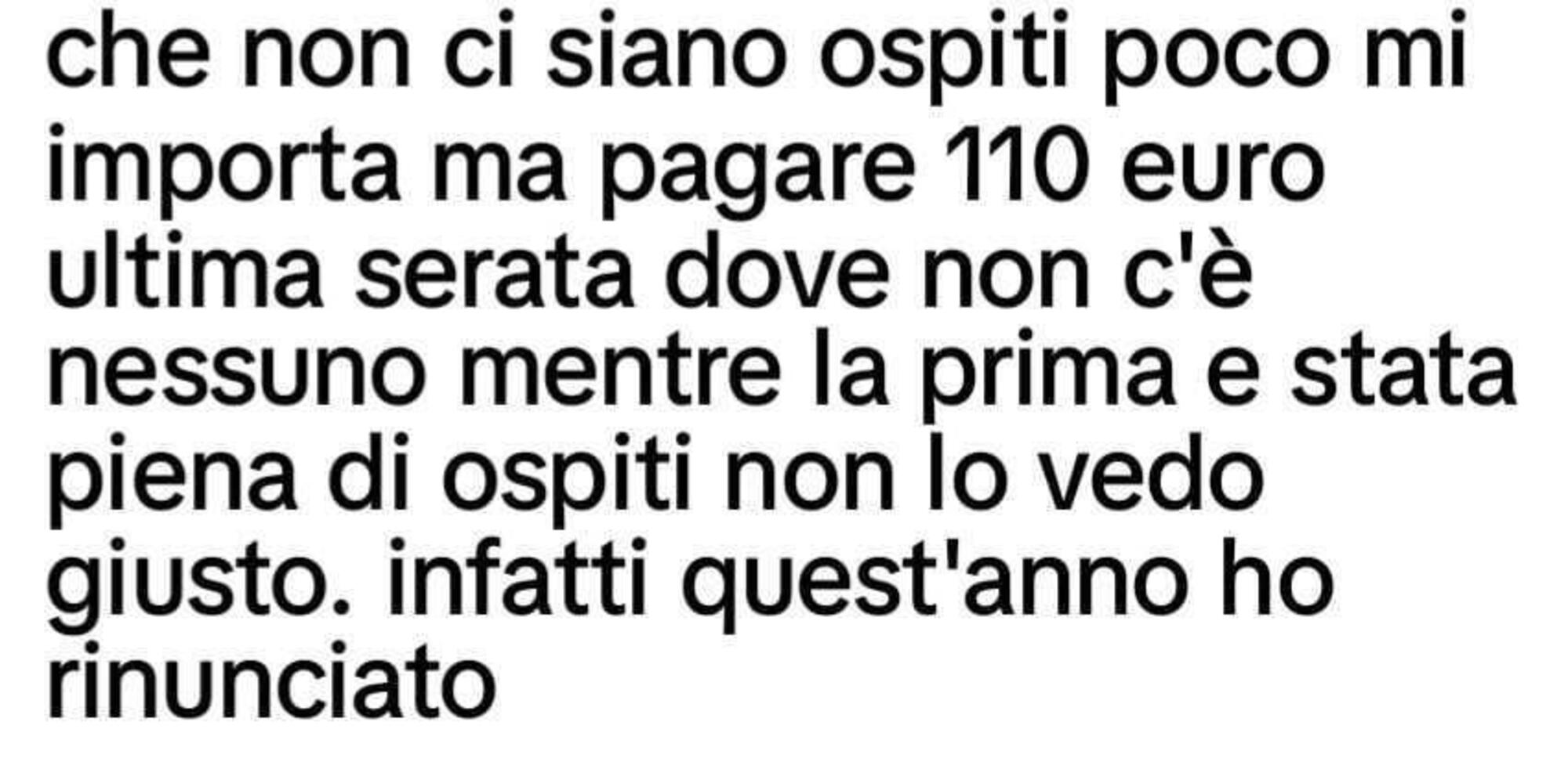 i fan lamentano il prezzo invariato per tutte le serate