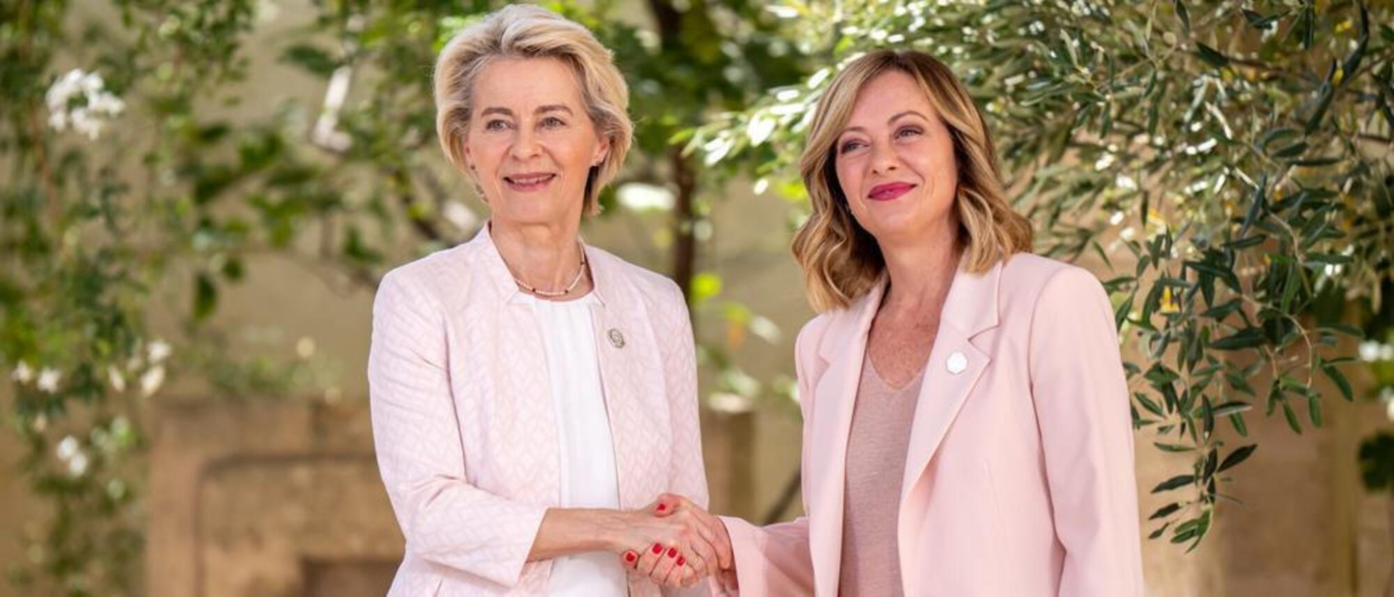 Giorgia Meloni e Ursula von der Leyen al G7