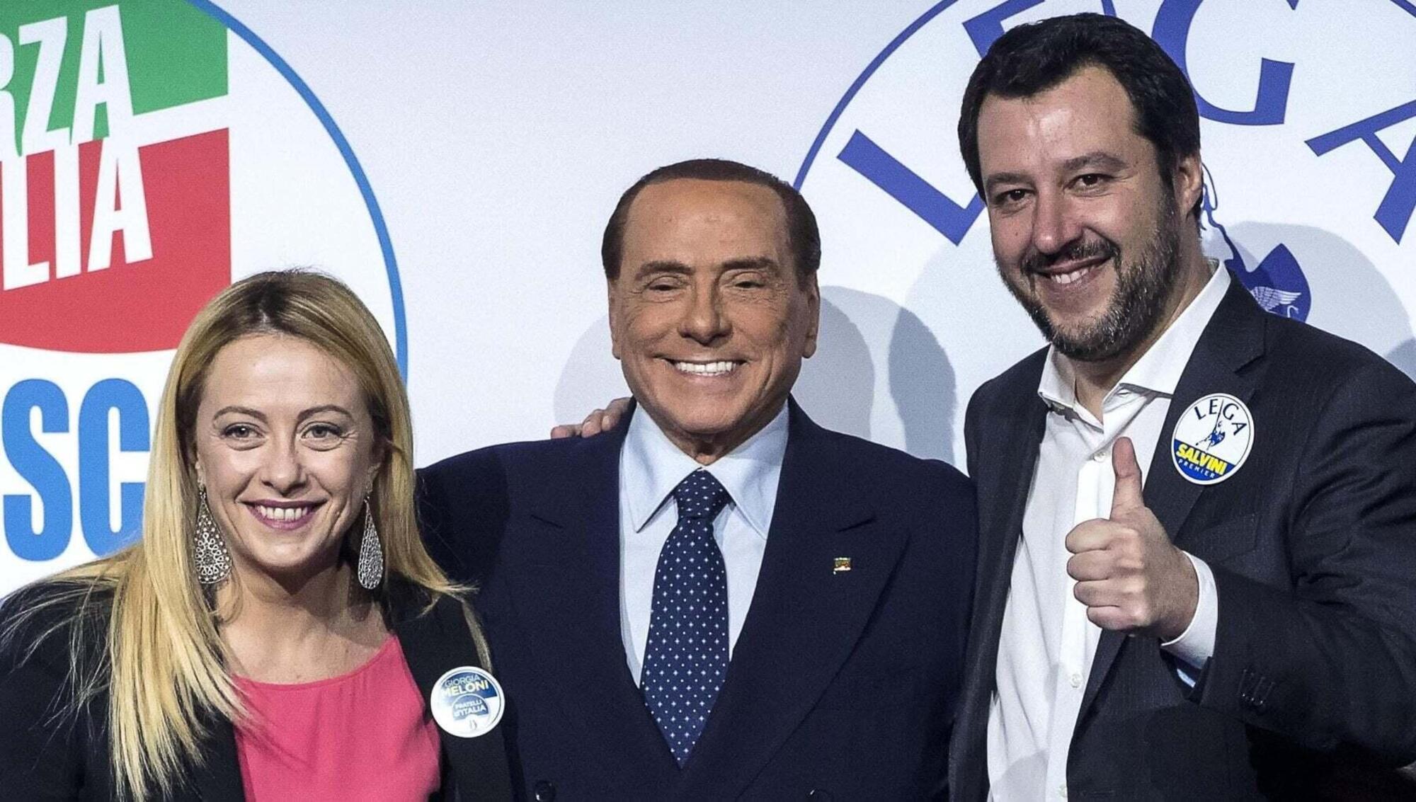 Giorgia Meloni, Silvio Berlusconi e Matteo Salvini