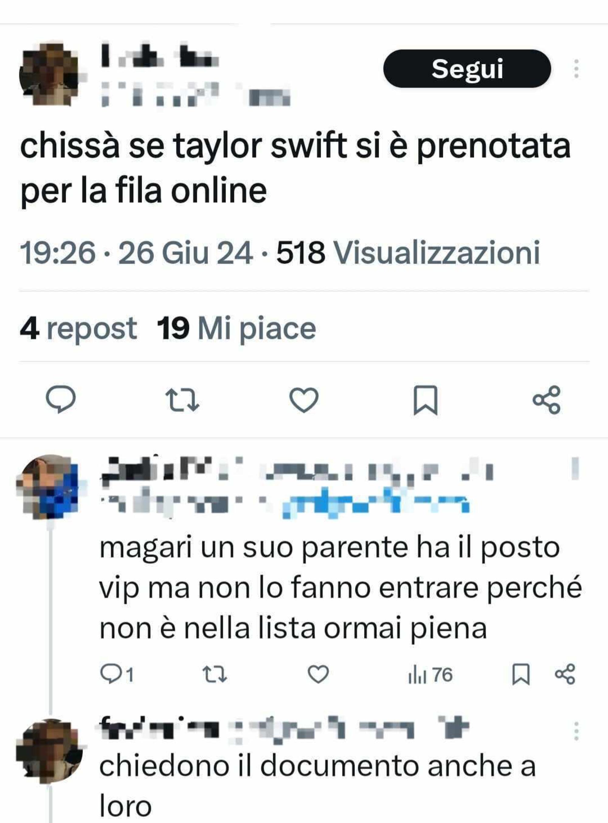 commenti social sulla fila dei fan 