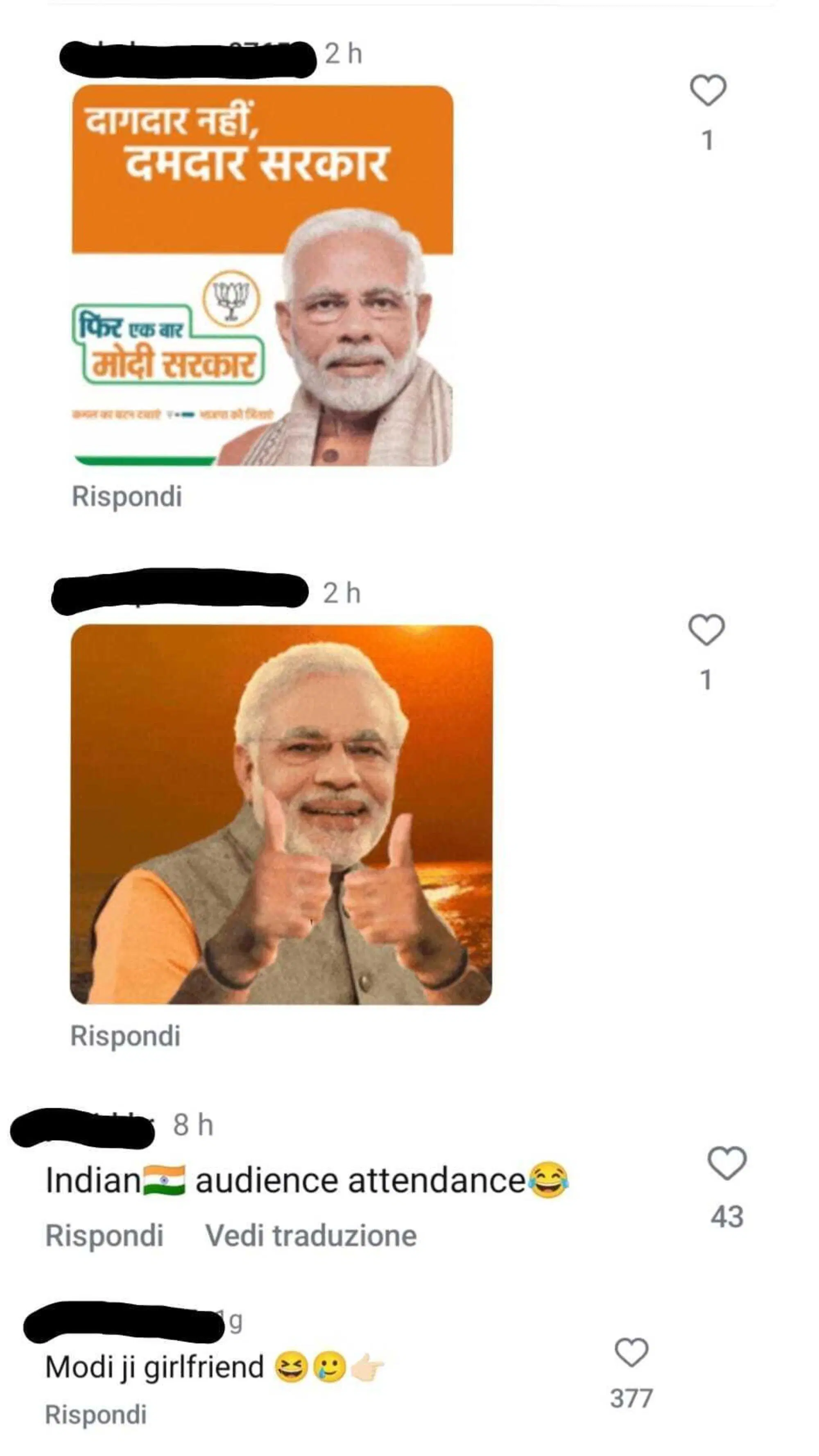 Solo alcuni dei commenti sul "Melodi" sul profilo di Giorgia Meloni