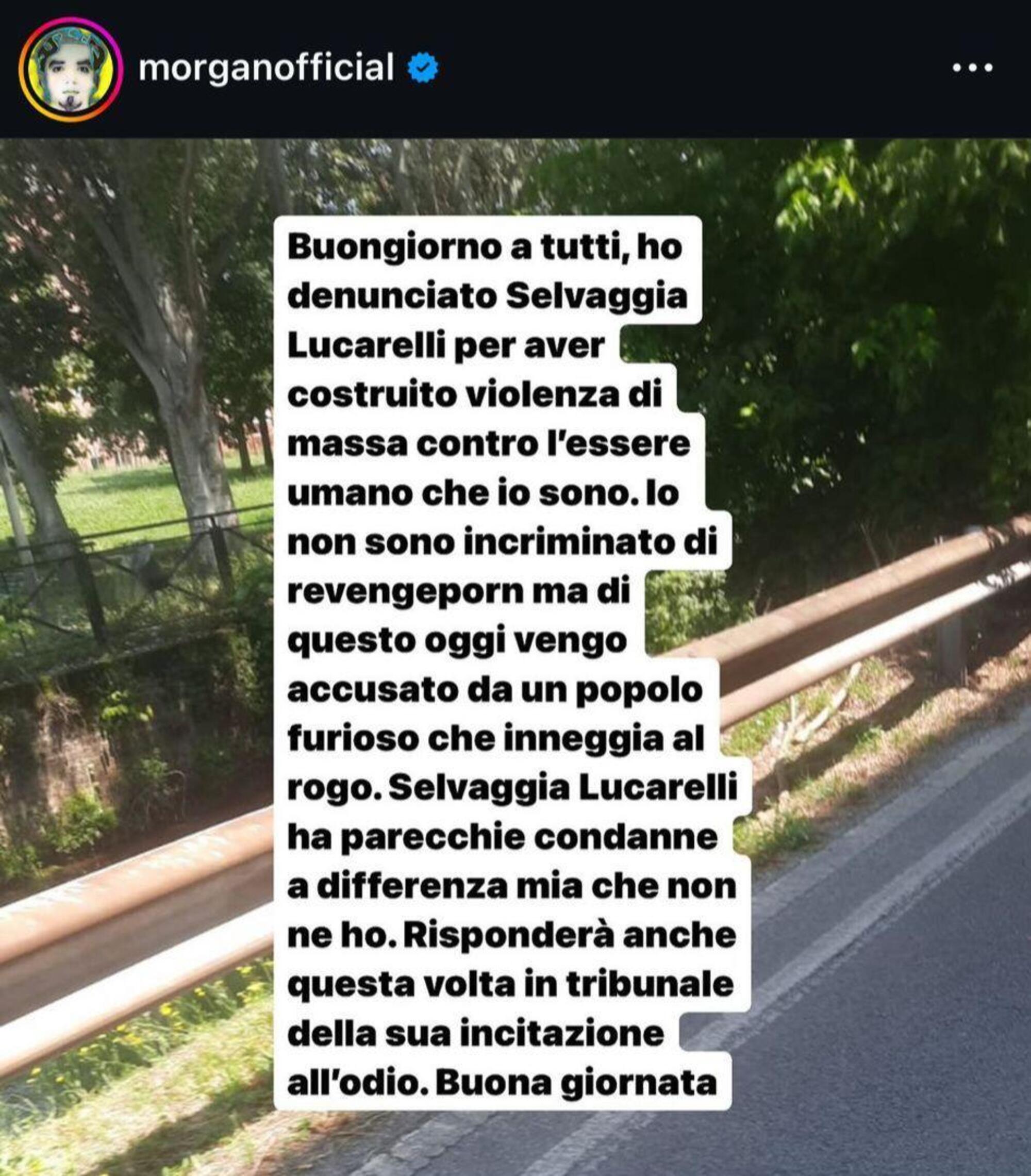 Il post di Morgan contro Selvaggia Lucarelli