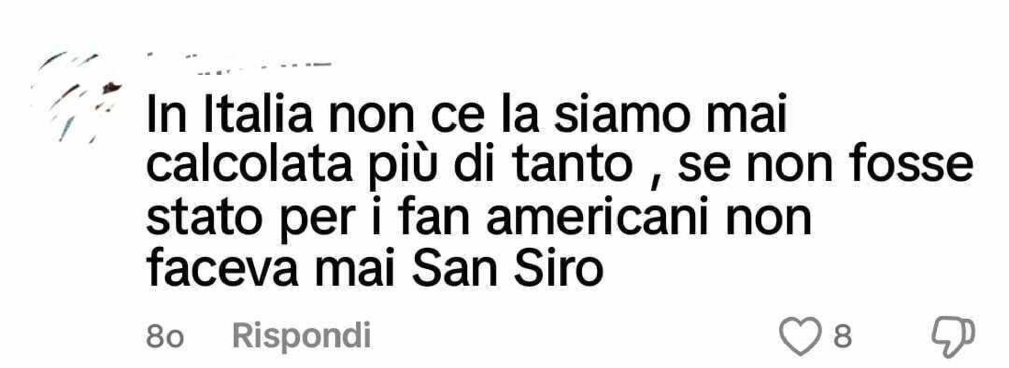 Commenti social su Taylor Swift a San Siro