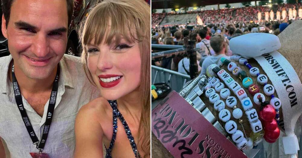 Al concerto di Taylor Swift e dei Coldplay la star &egrave; Roger Federer: dai braccialetti dell&#039;amicizia con le figlie gemelle al messaggio di Chris Martin