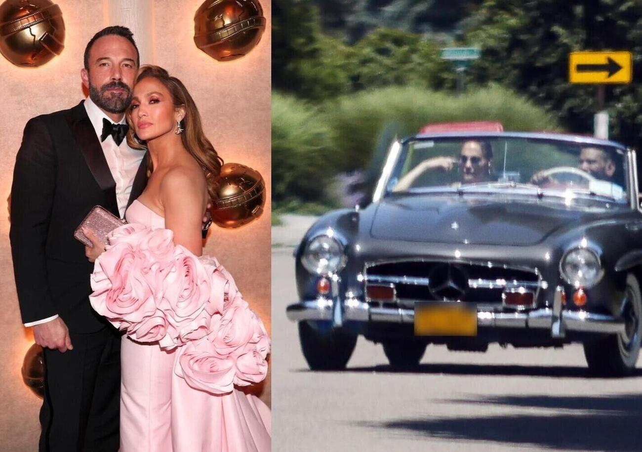 Jennifer Lopez, anniversario di matrimonio con giro con una Mercedes d&rsquo;epoca, ma con un altro... E il marito Ben Affleck?
