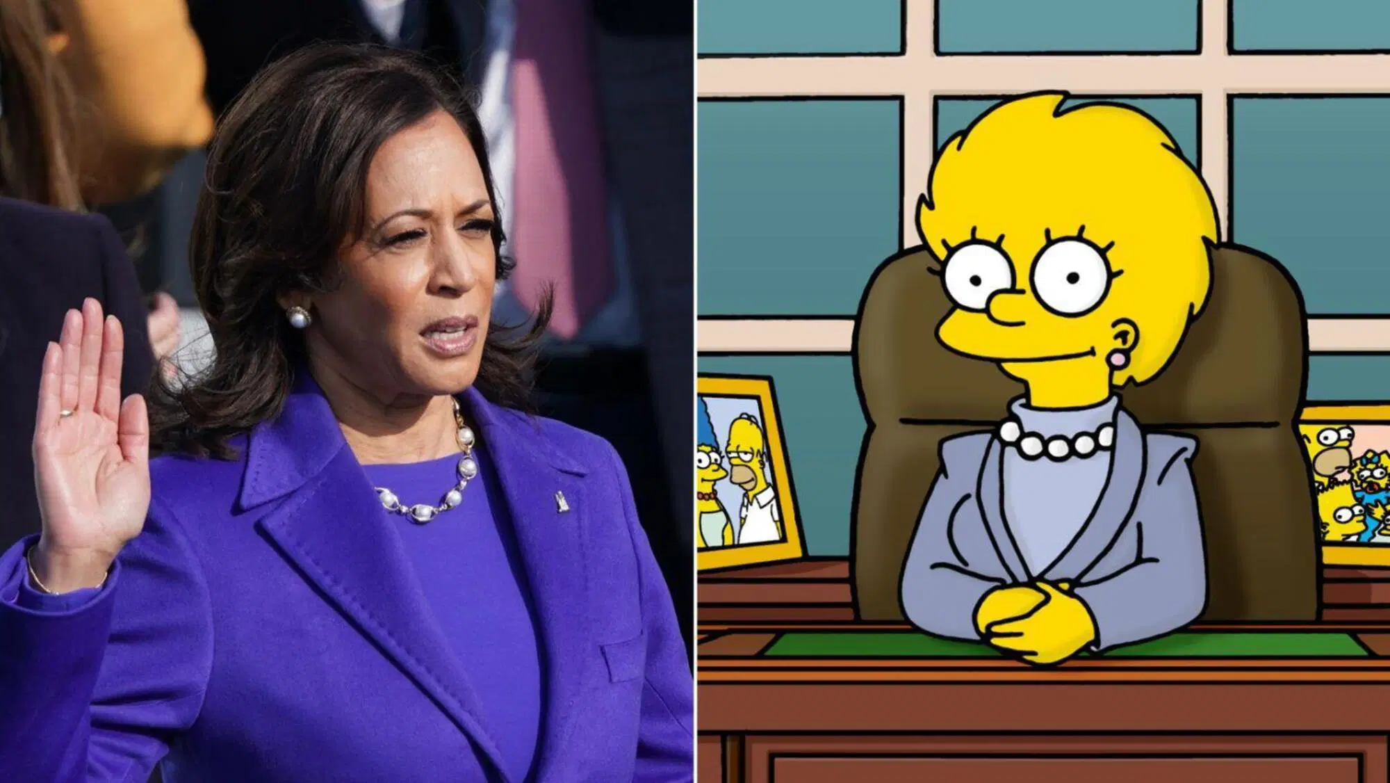 Kamala Harris come Lisa Simpson nell'episodio in cui diventa presidente degli Stati Uniti