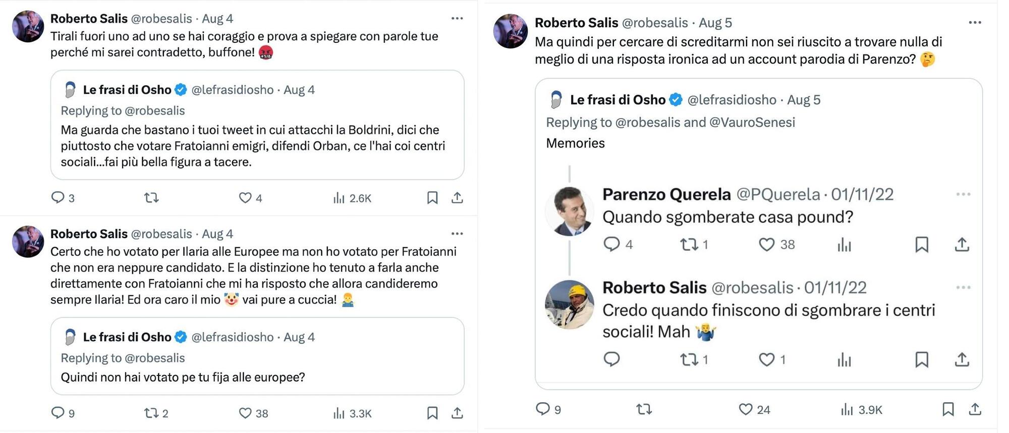 Lo scontro su X tra Osho e Roberto Salis