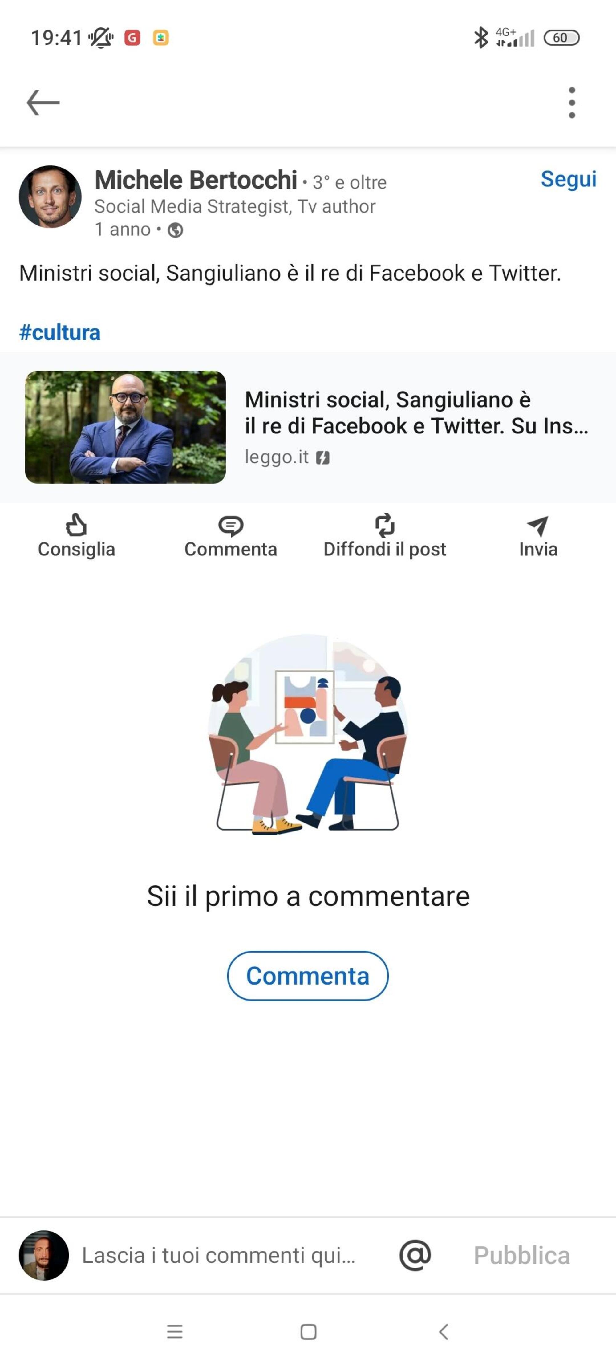 Il profilo LinkedIn di Michele Bertocchi