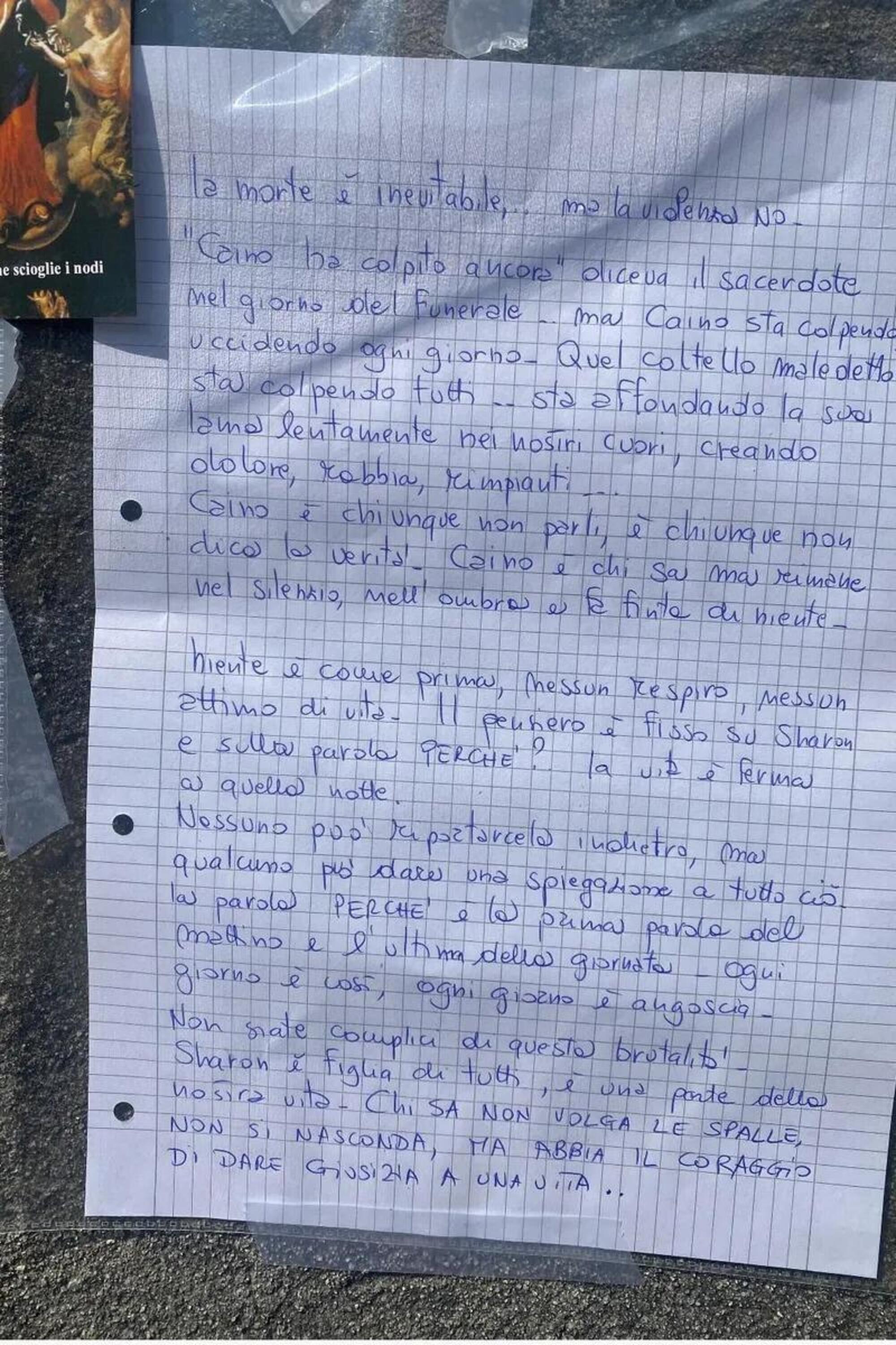 La lettera anonima trovata vicino al luogo del delitto di Sharon Verzeni