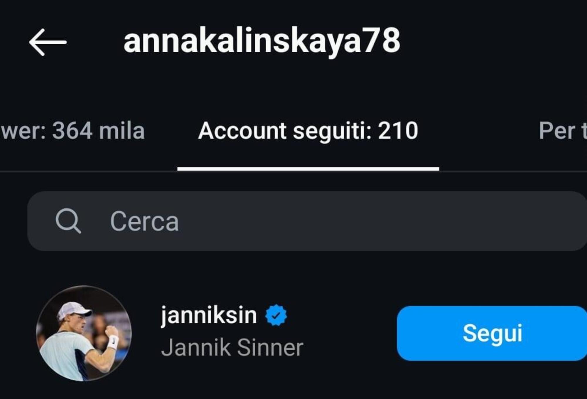 Anna ha ricominciato a seguire Jannik su Instagram