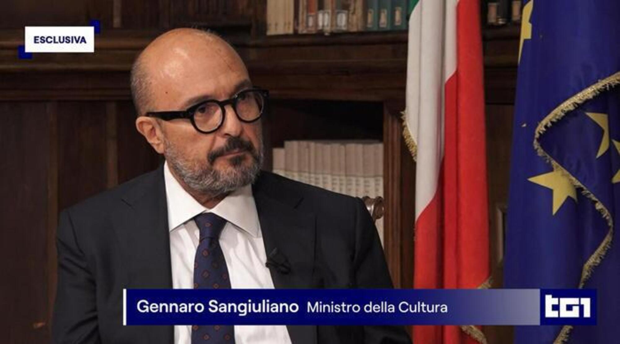 Gennaro Sangiuliano durante l'intervista esclusiva al Tg1