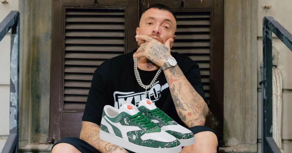 Ma che caz*o ci fa Gu&egrave; sul profilo Instagram di Cif? E che c&#039;entrano le sneakers? Ecco perch&eacute; il rapper ha collaborato con il marchio di prodotti per le pulizie e con Clessio