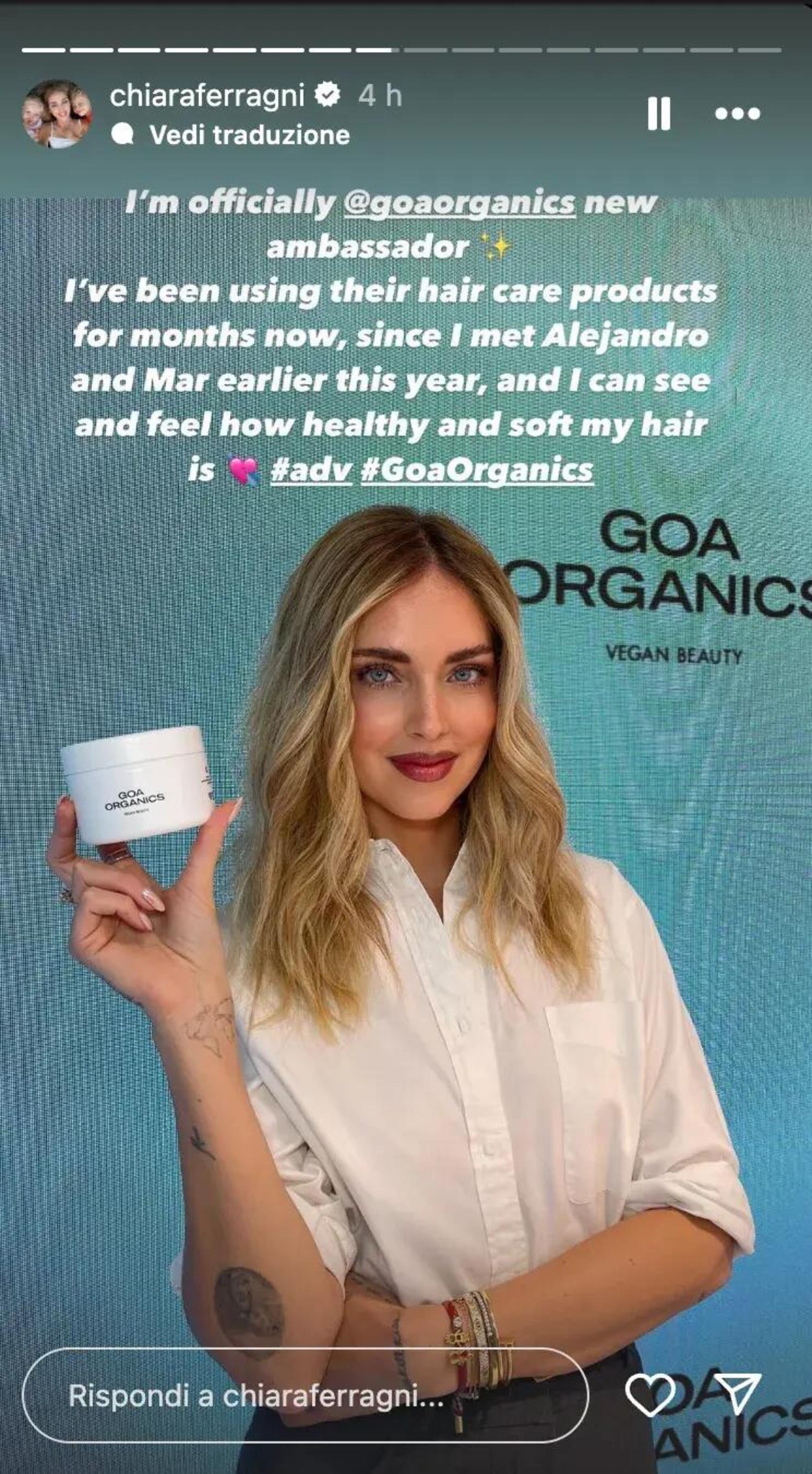 Chiara Ferragni nuova ambassador di Goa Organics