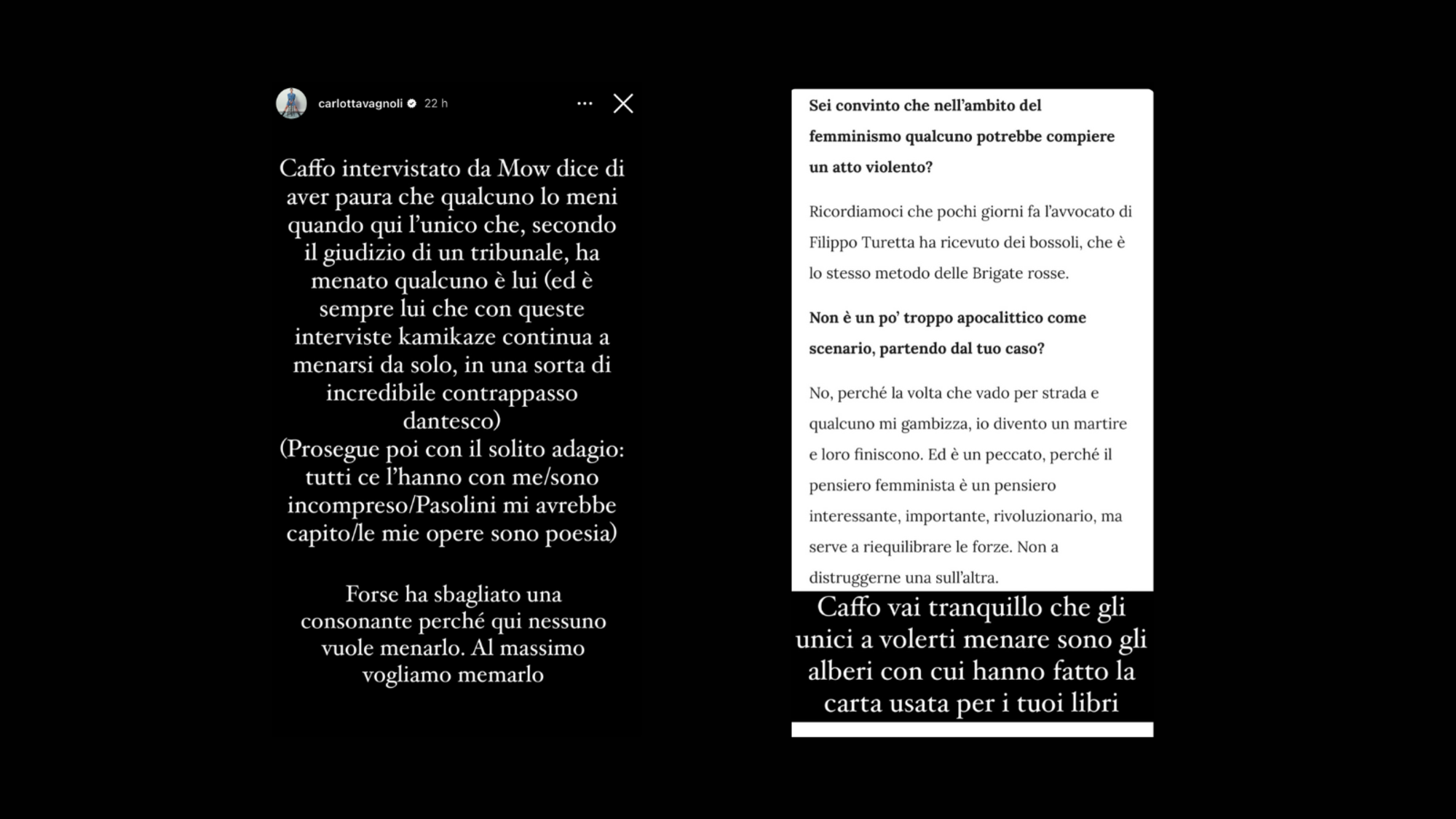 Carlotta Vagnoli Instagram caso Caffo